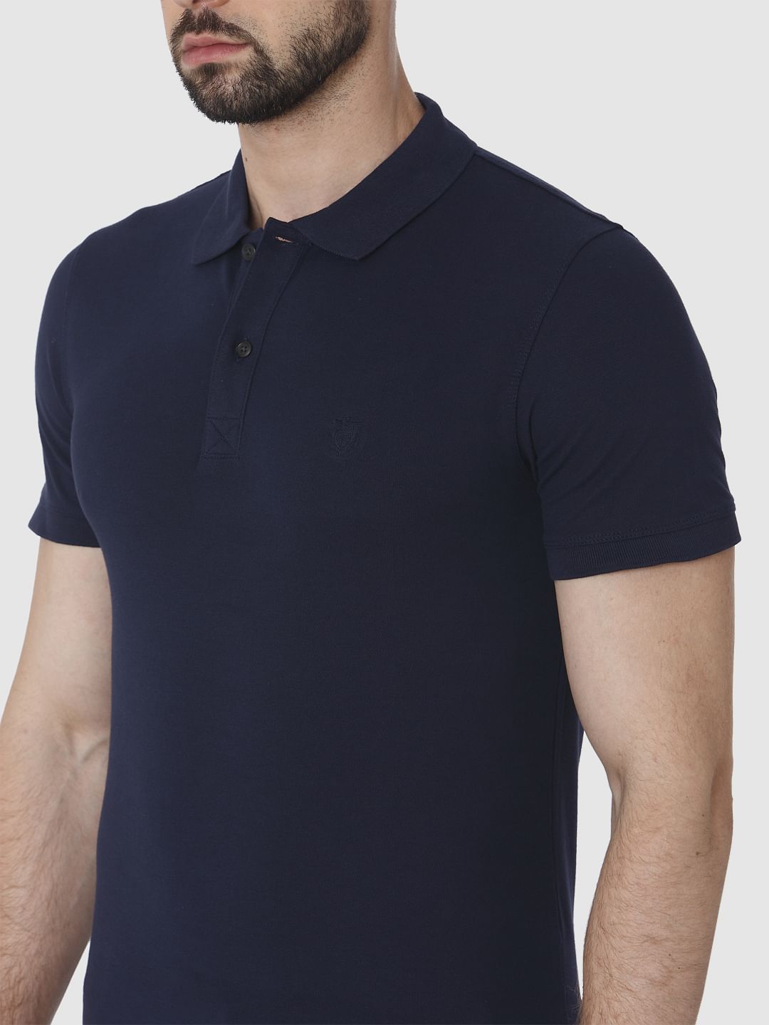 Navy Blue Polo Neck T-Shirt