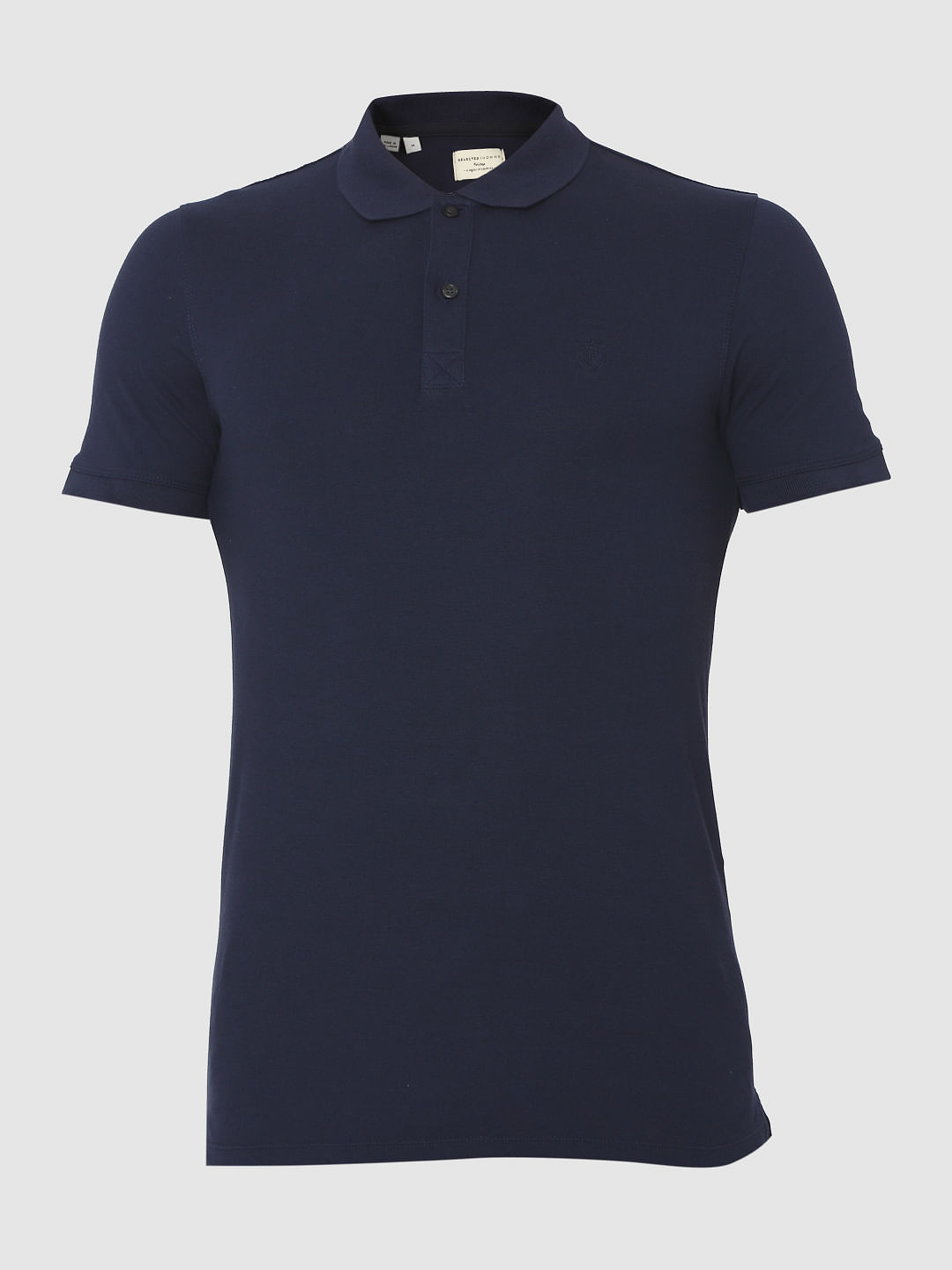 Navy Blue Polo Neck T-Shirt