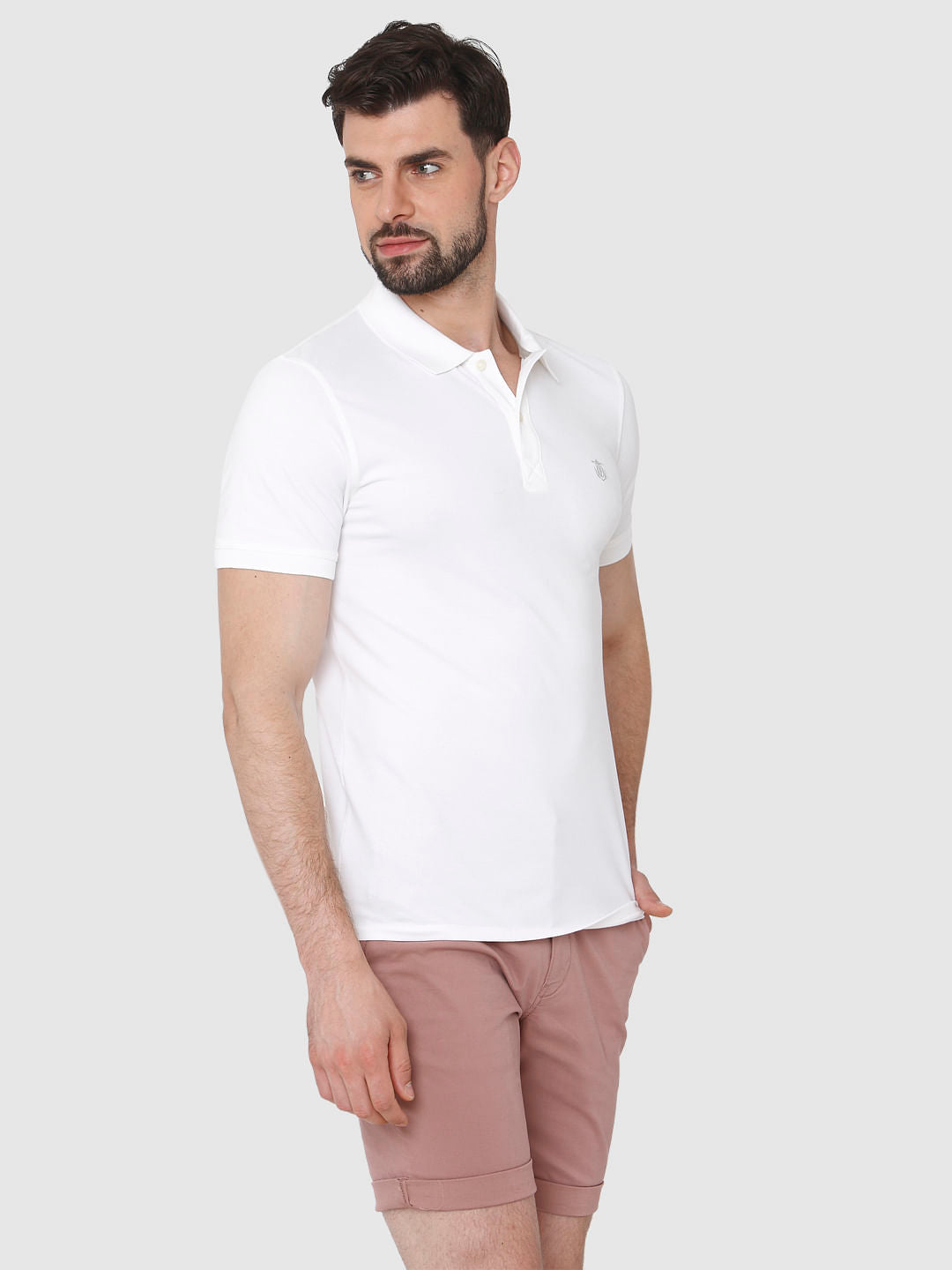 White Polo Neck T-Shirt