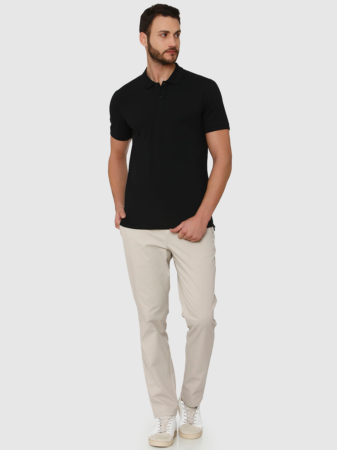 Black Slim Fit Polo Neck T-Shirt