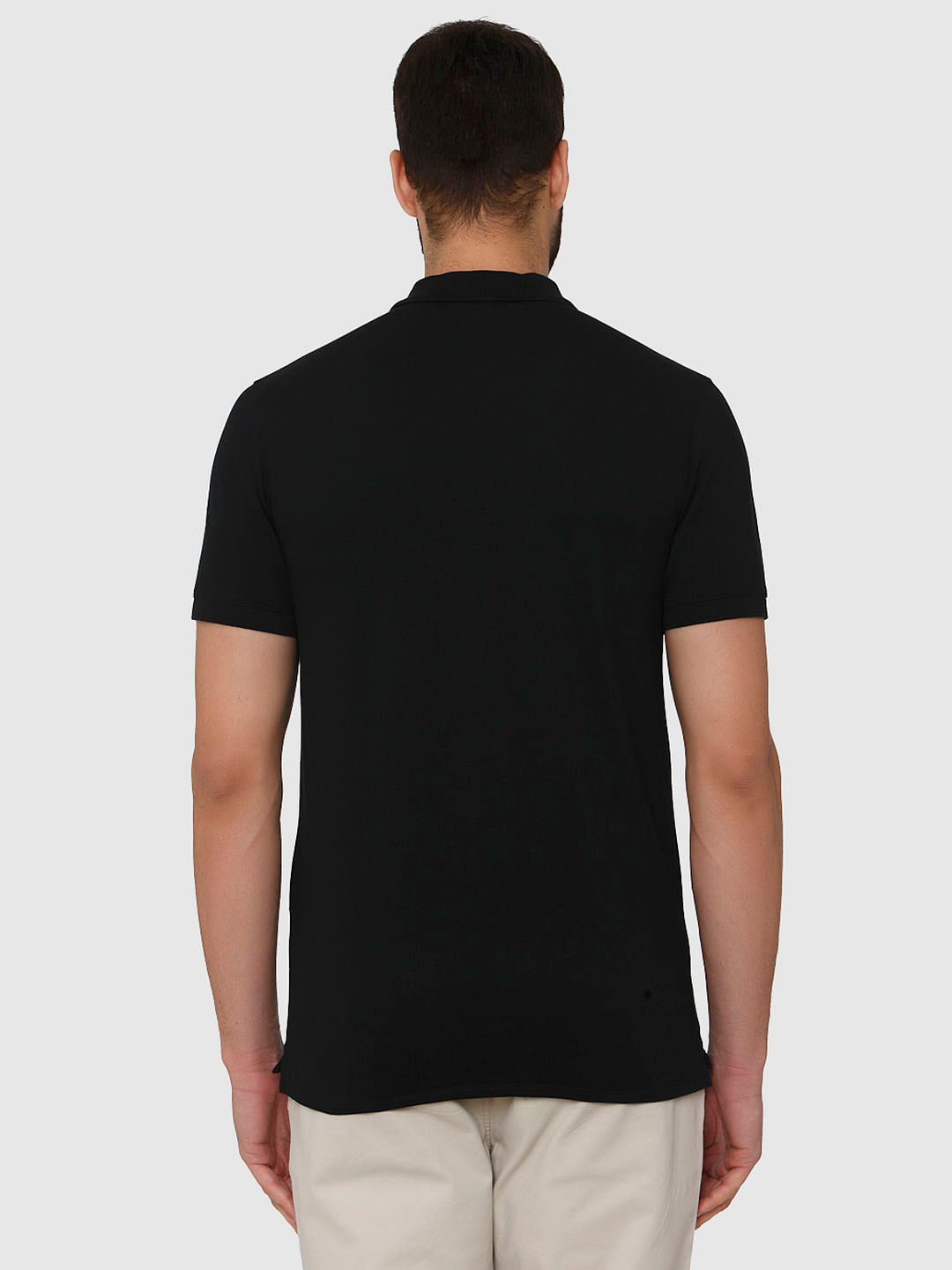 Black Slim Fit Polo Neck T-Shirt