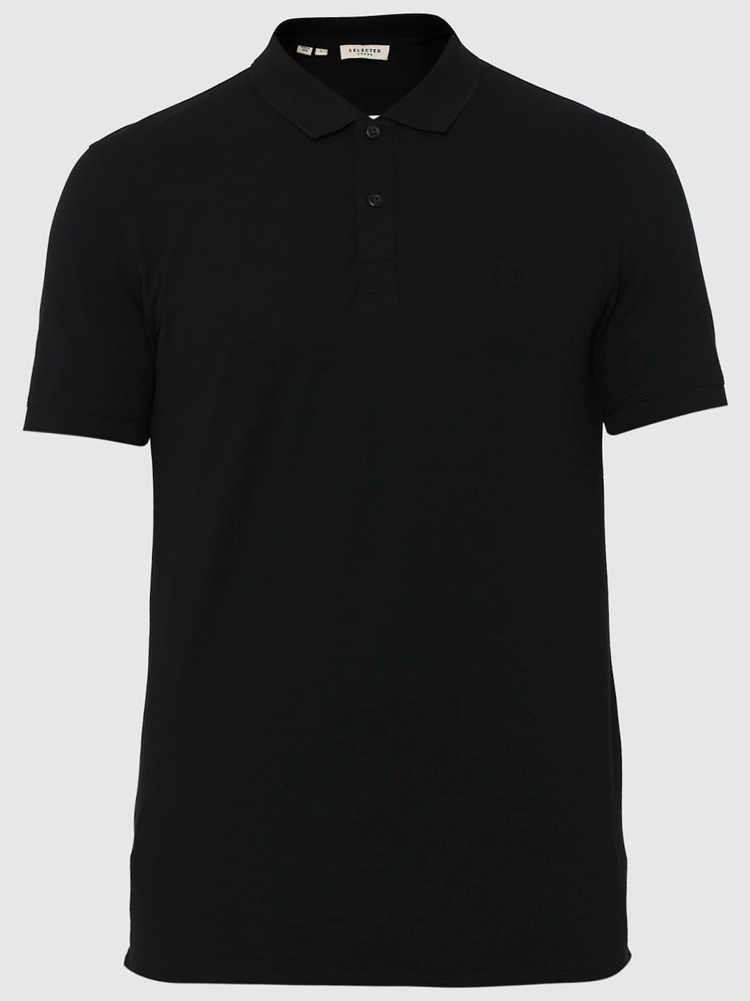 Black Slim Fit Polo Neck T-Shirt