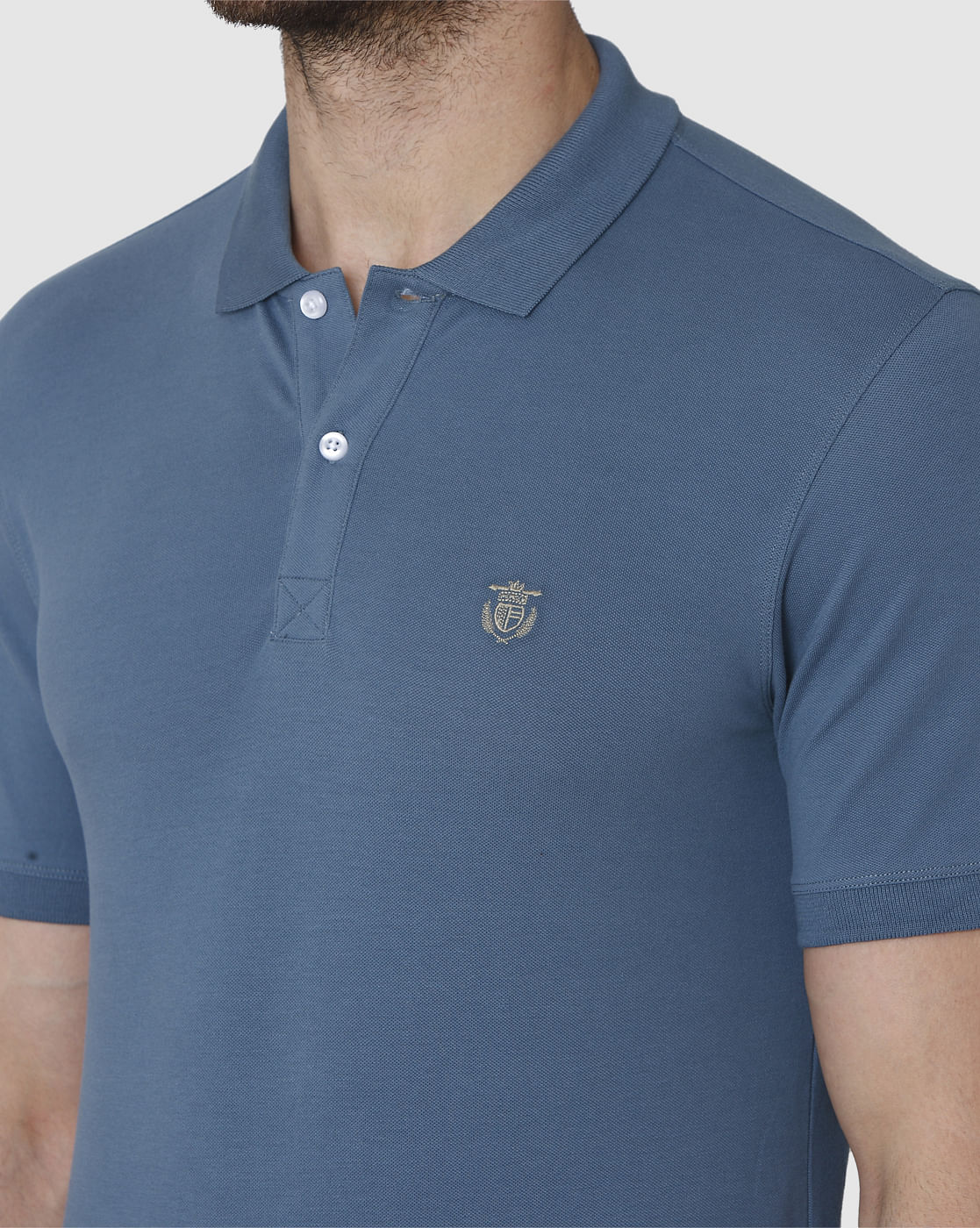 Dark Blue Polo Neck T-Shirt