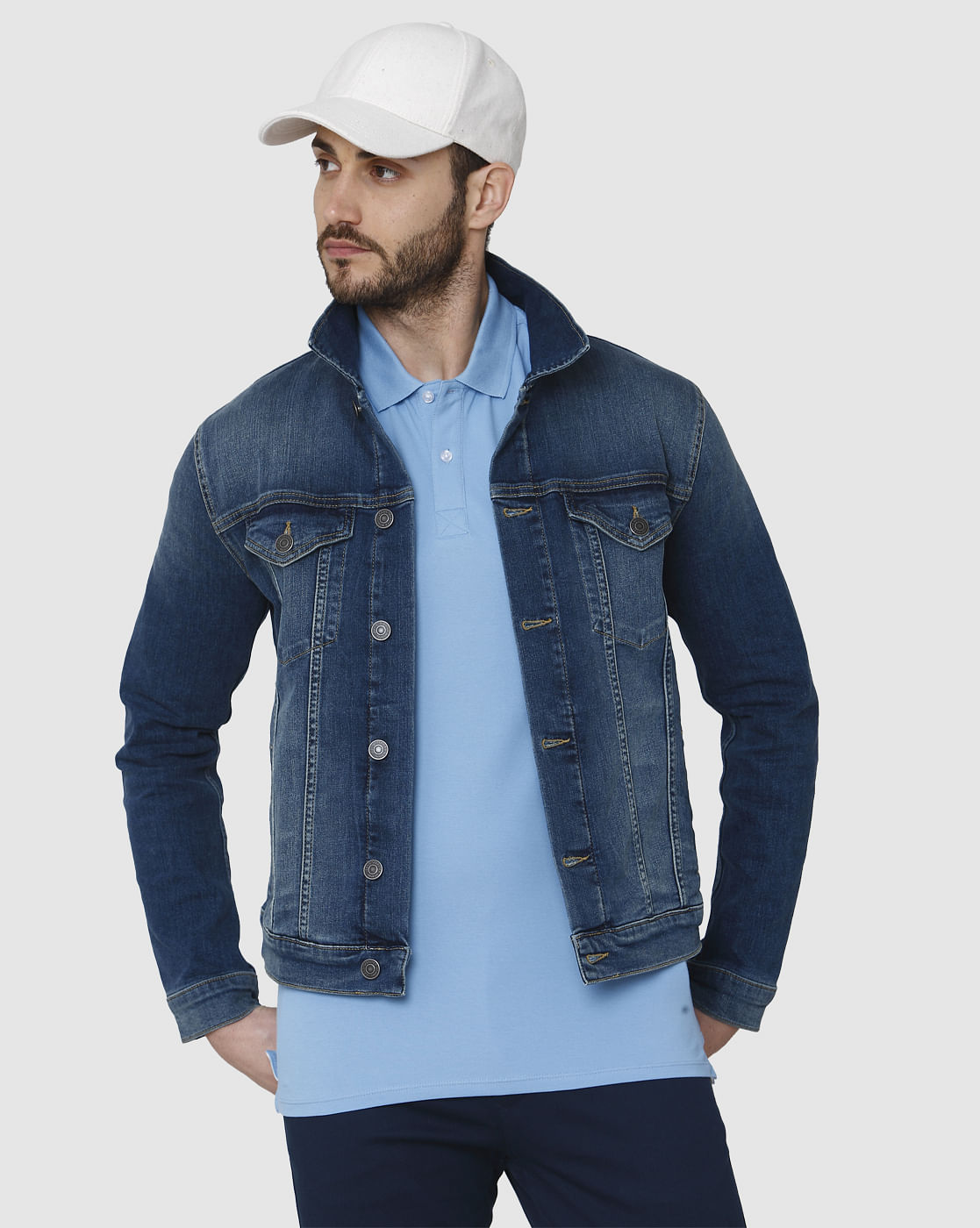 Blue Polo Neck T-Shirt
