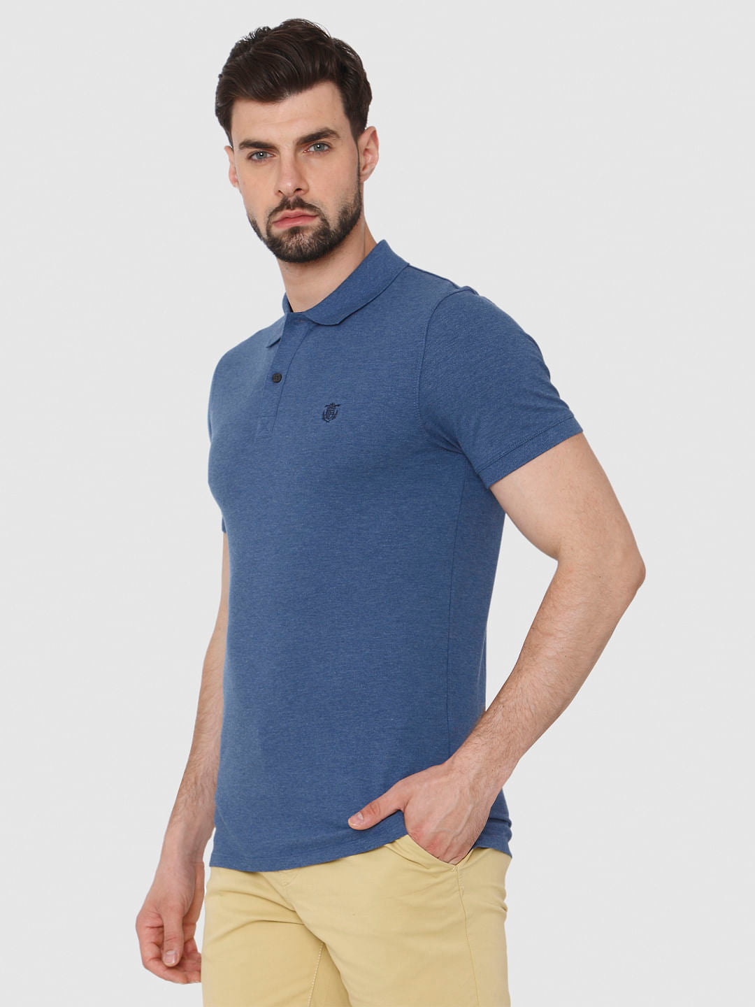Blue Polo Neck T-Shirt