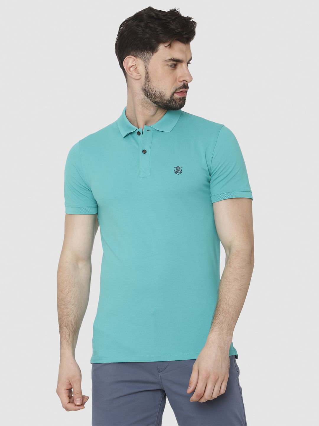Turquoise Polo Neck T-Shirt