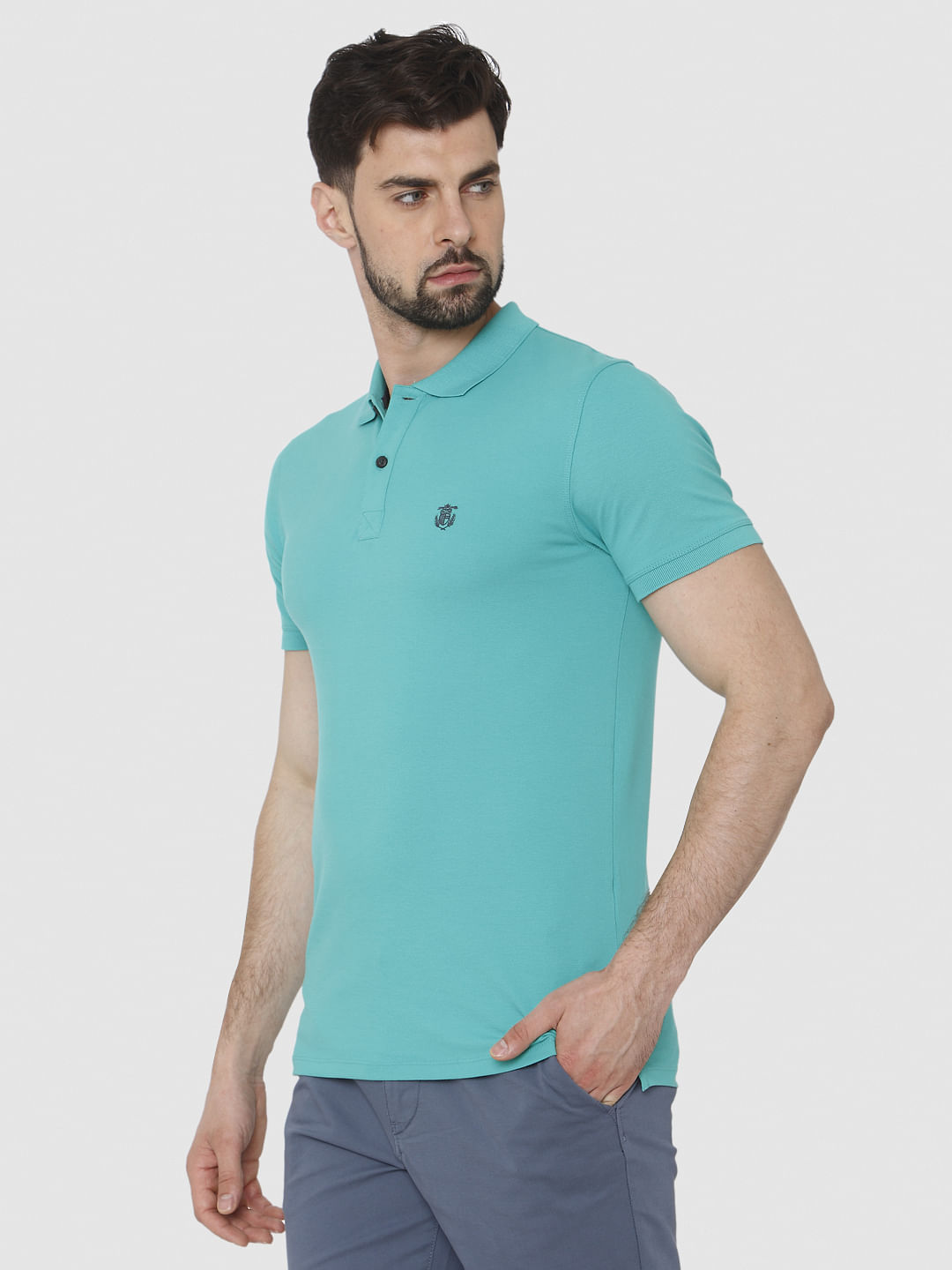 Turquoise Polo Neck T-Shirt
