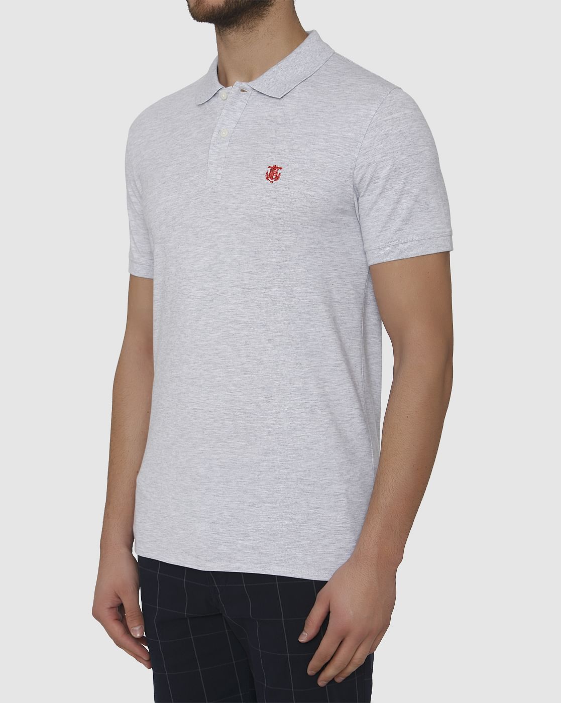 Grey Slim Fit Polo Neck T-Shirt
