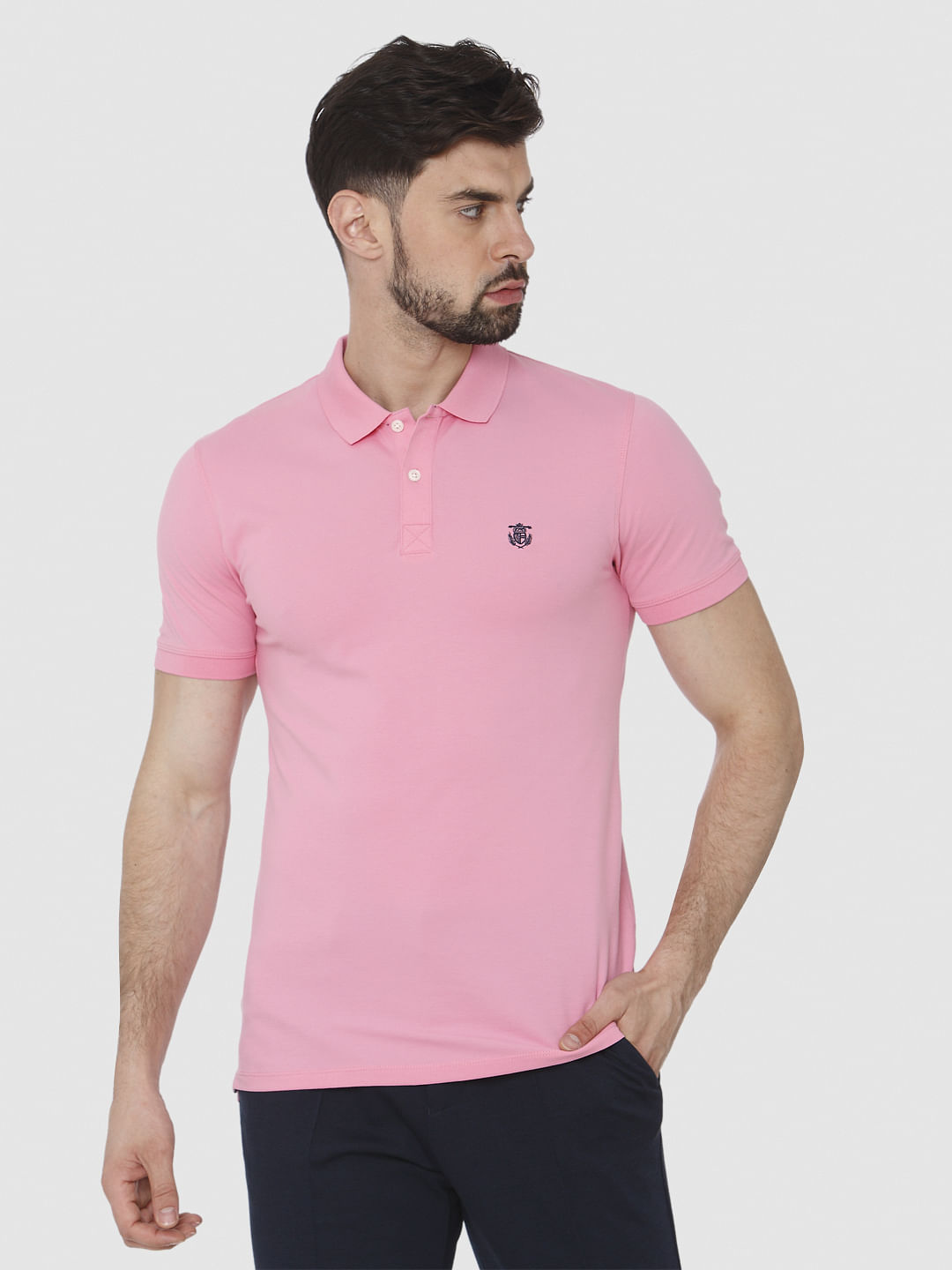 Pink Polo Neck T-Shirt