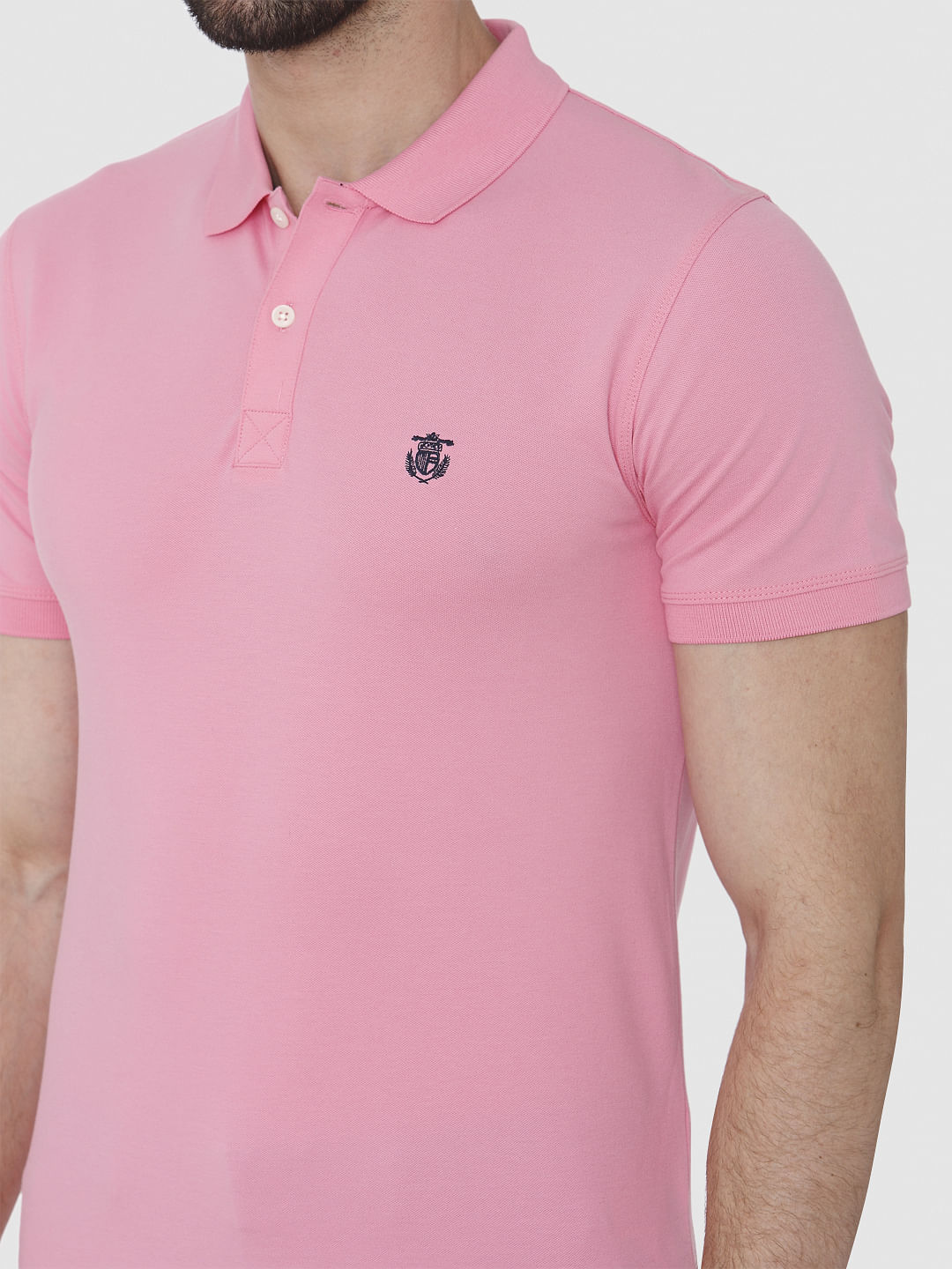 Pink Polo Neck T-Shirt