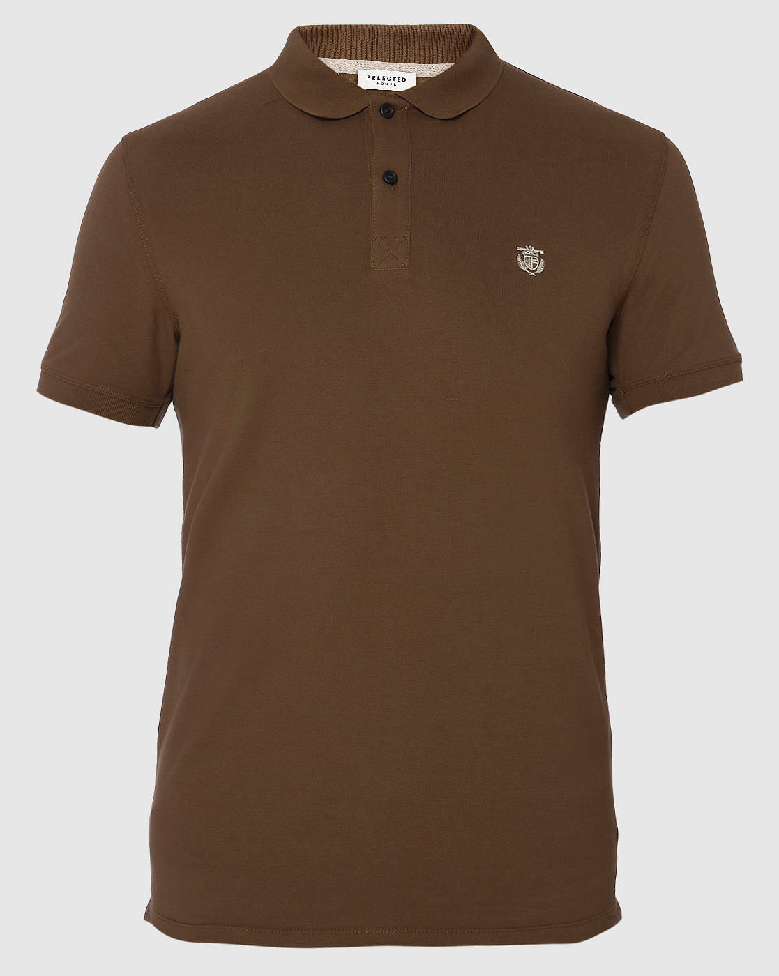 Brown Slim Fit Polo Neck T-Shirt