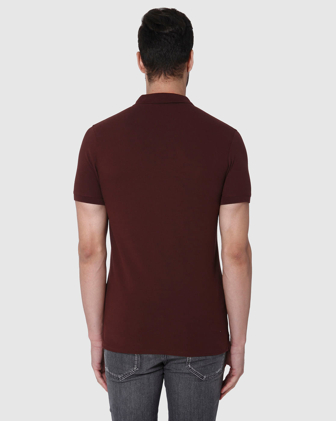 Burgundy Slim Fit Polo Neck T-Shirt