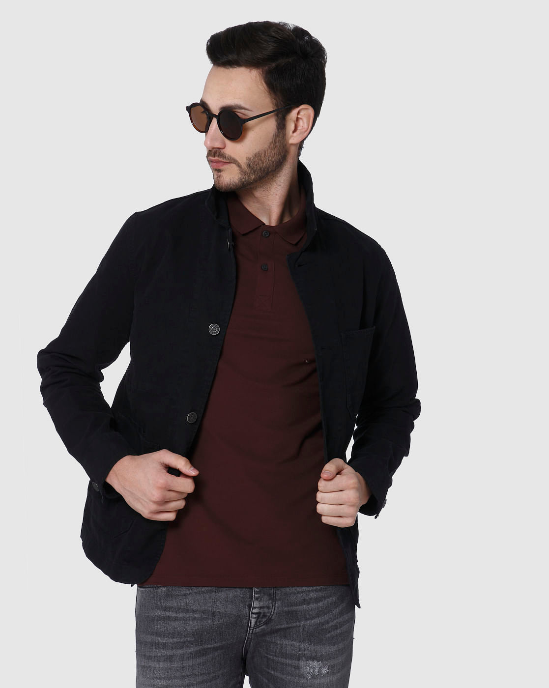 Burgundy Slim Fit Polo Neck T-Shirt
