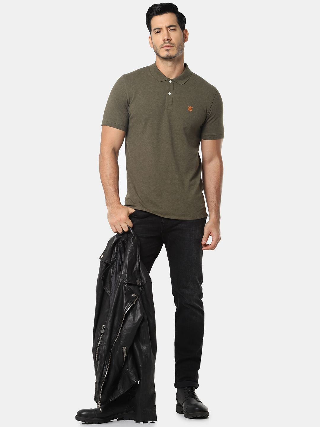 Olive Green Slim Fit Polo T-Shirt