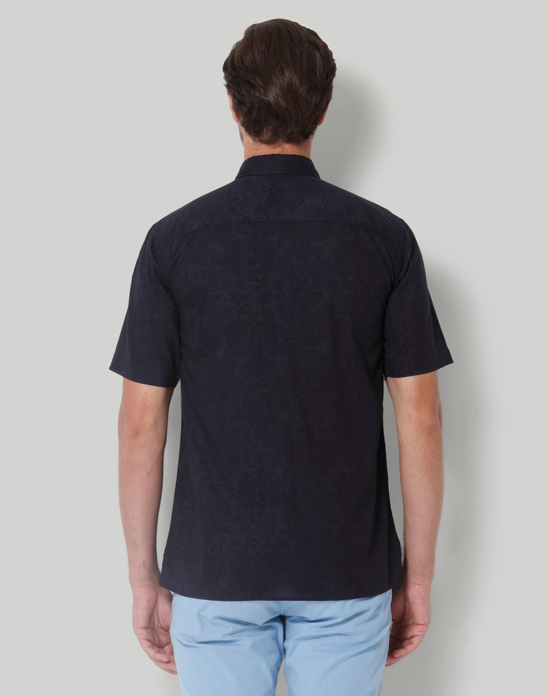 Black Floral Print Short Sleeves Shirt