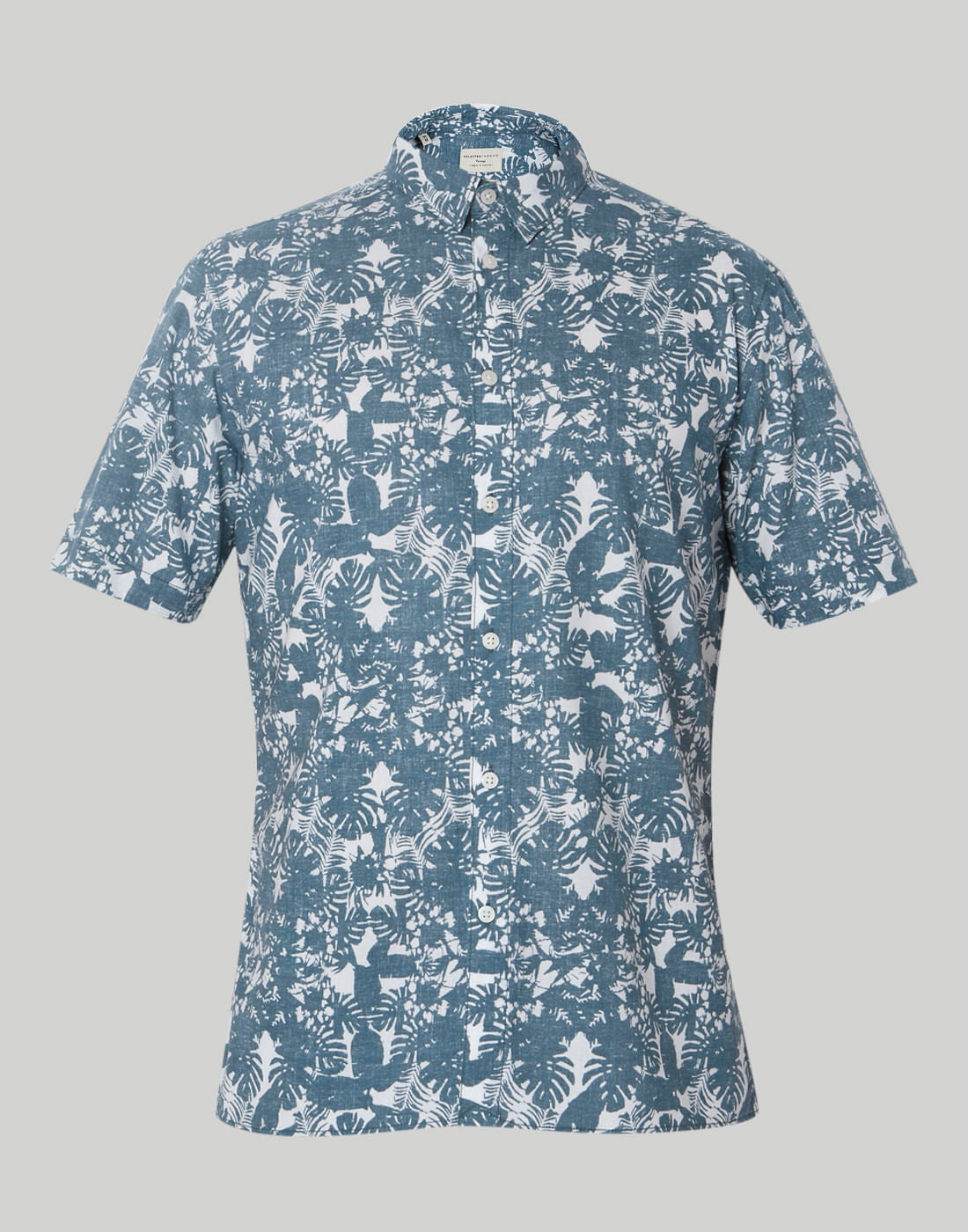 Teal Floral Print Short Sleeves Shirt