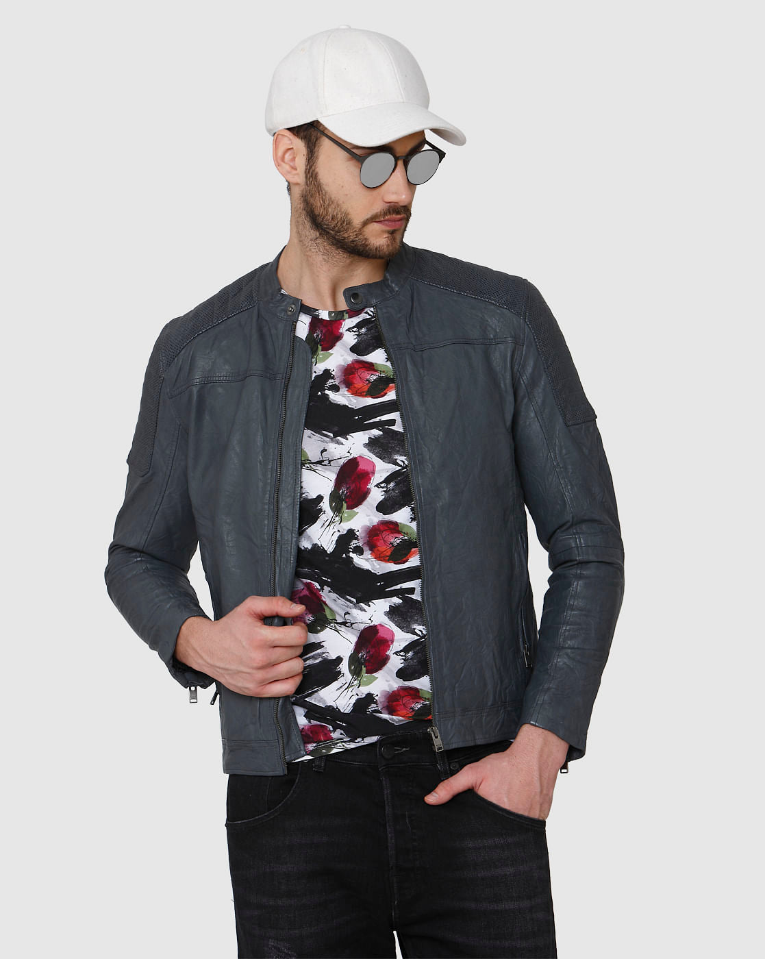 Grey Leather Jacket