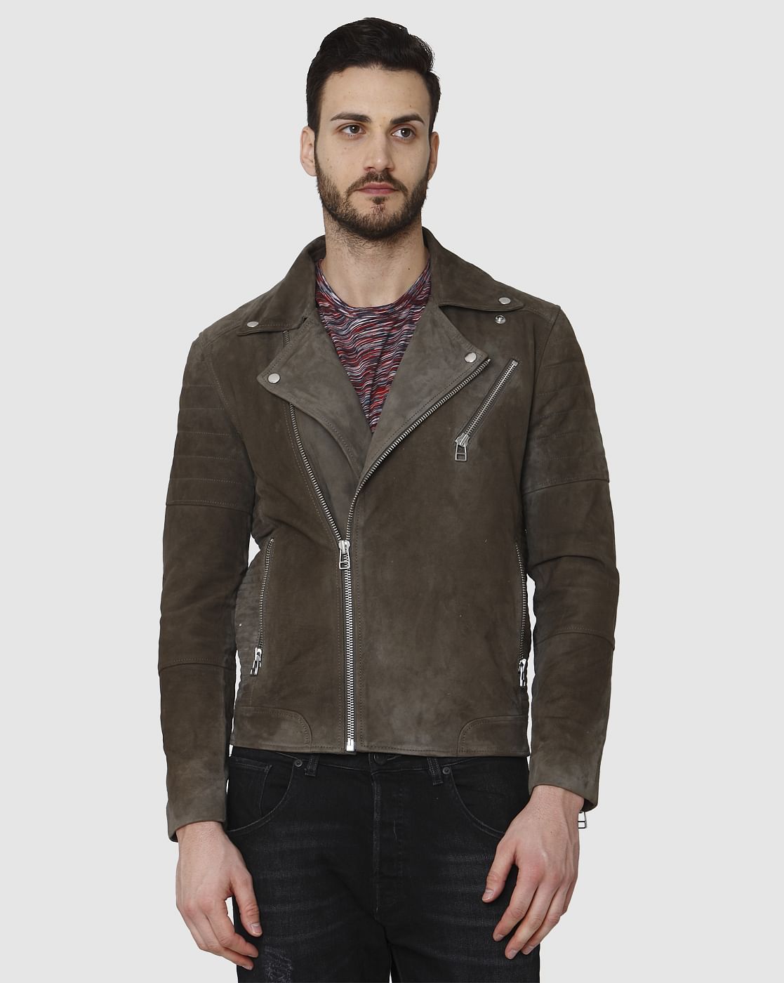 Brown Suede Biker Jacket