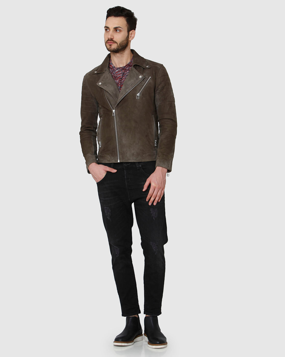 Brown Suede Biker Jacket