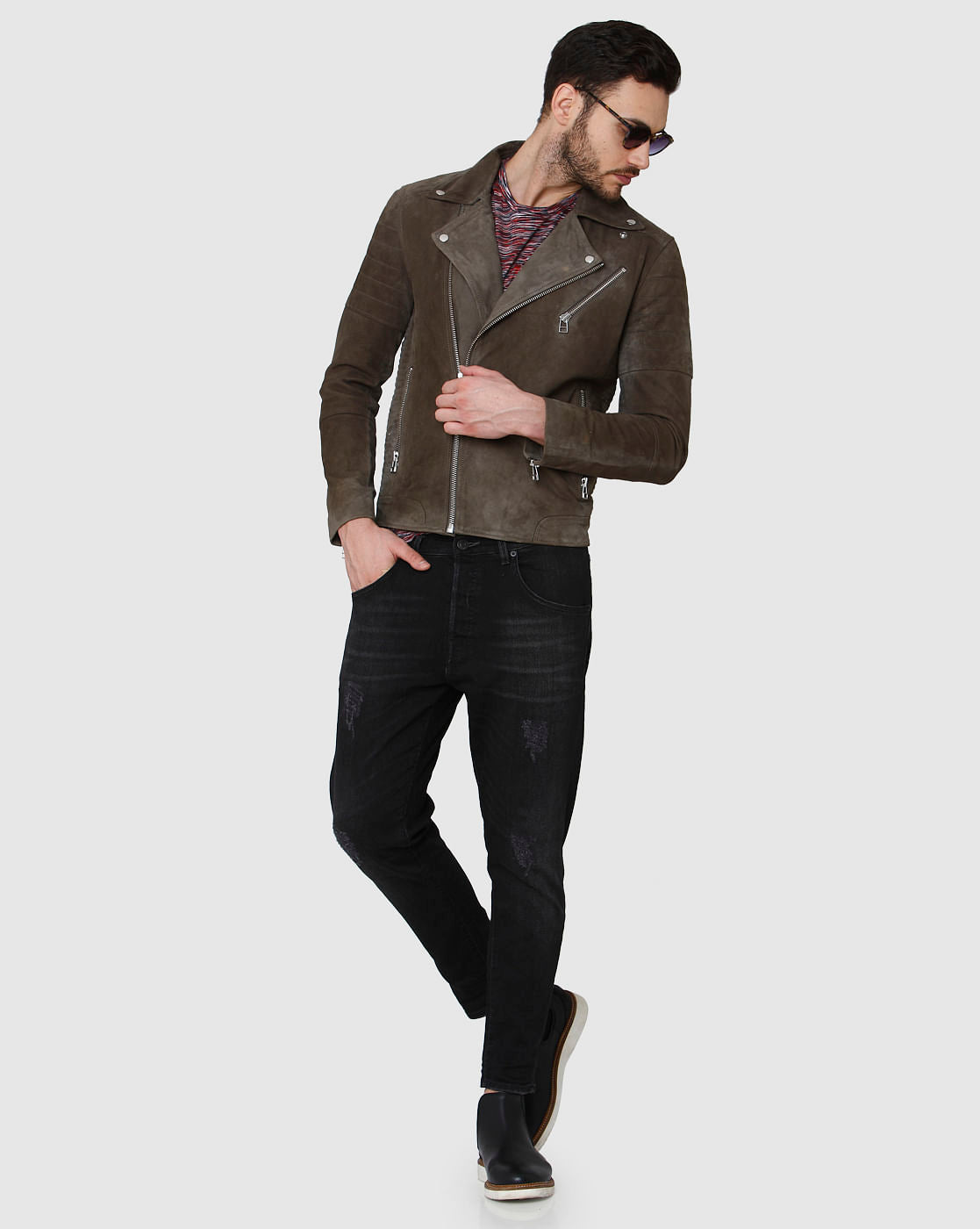 Brown Suede Biker Jacket