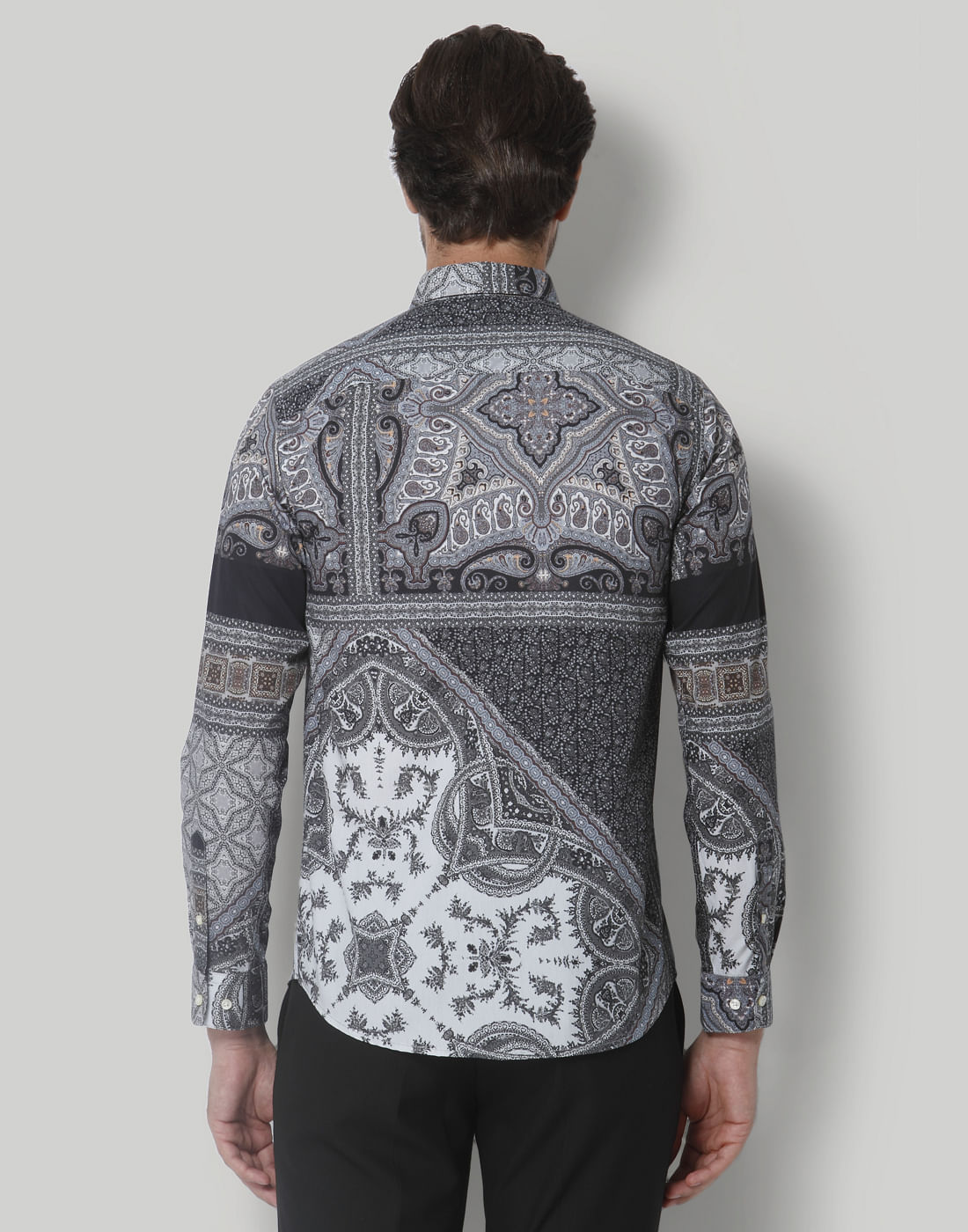 Grey Printed Full Sleeves Shirt
