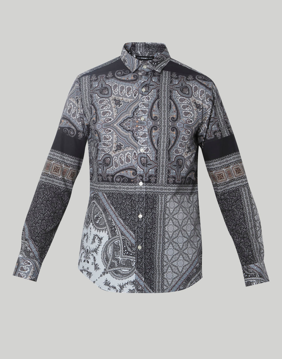 Grey Printed Full Sleeves Shirt