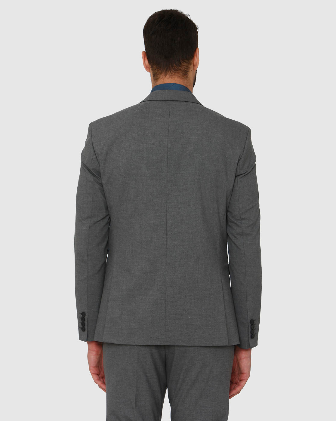Grey Double Button Slim Fit Formal Blazer