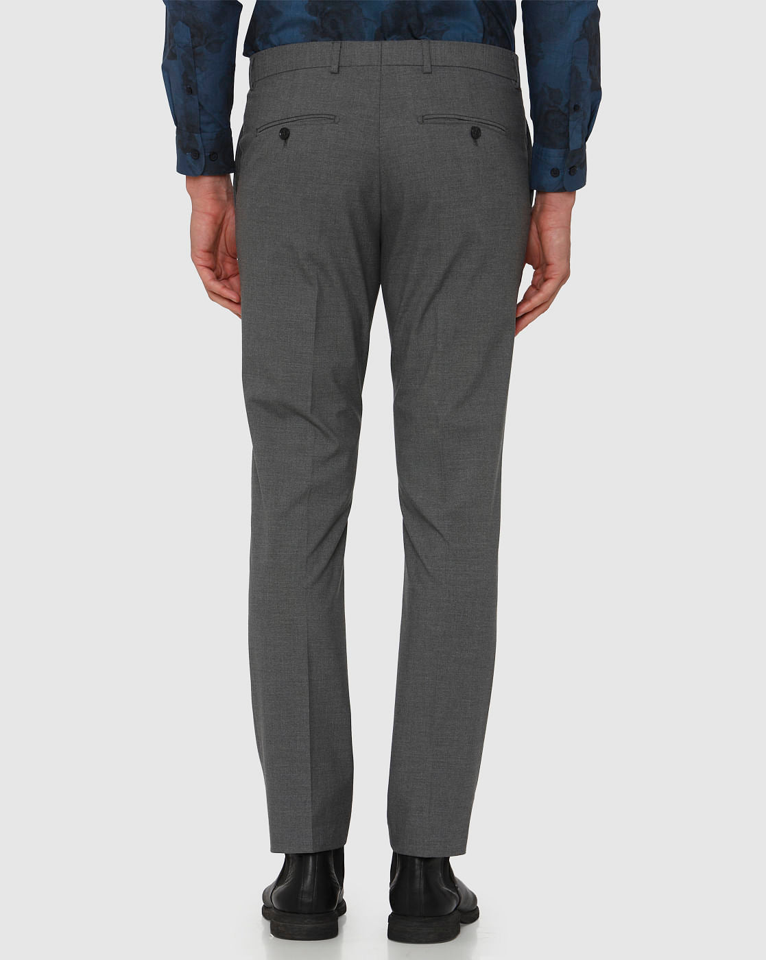 Grey Slim Fit Formal Trousers