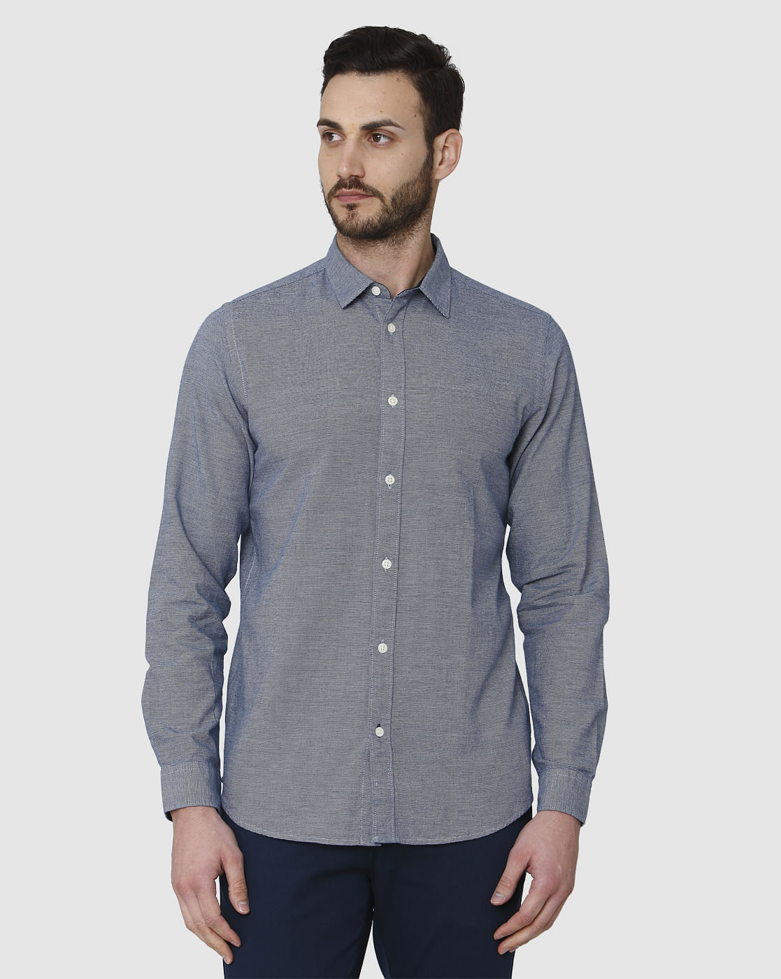 Blue Printed Full Sleeves Shirt