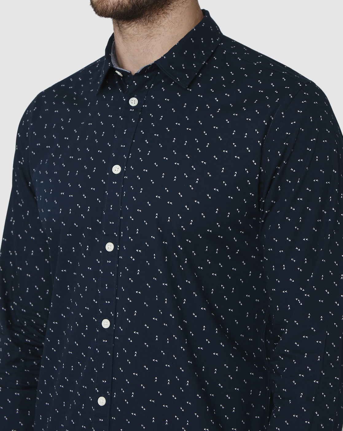 Blue Printed Full Sleeves Shirt