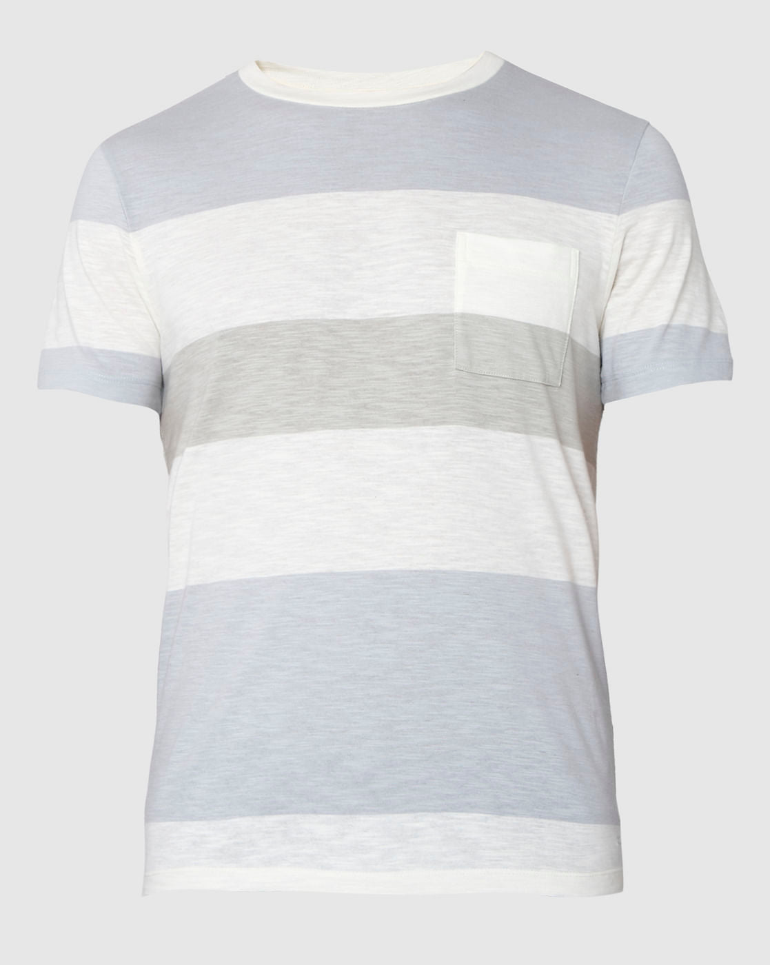 White Colourblocked Crew Neck T-Shirt