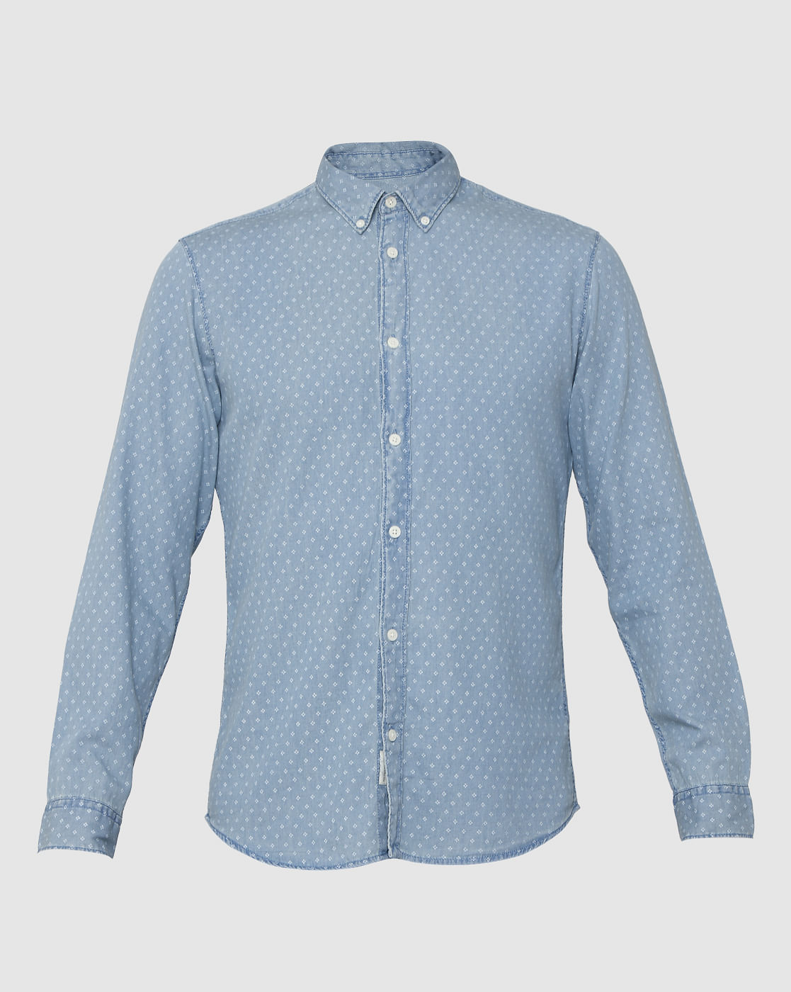 Blue Printed Full Sleeves Shirt