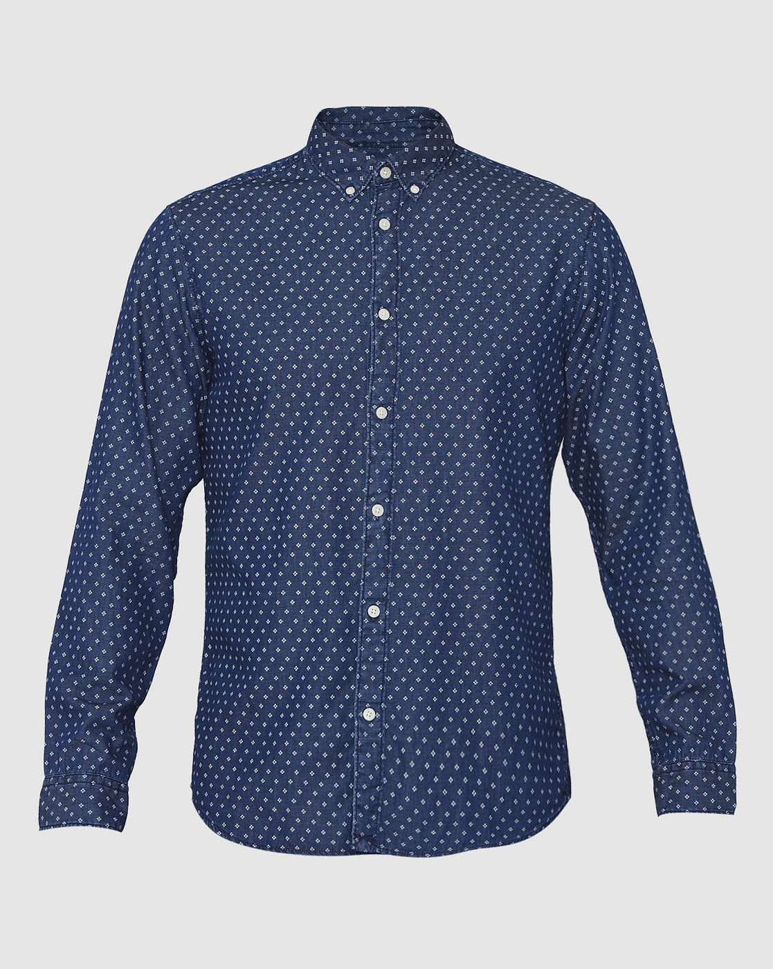 Blue Printed Full Sleeves Shirt