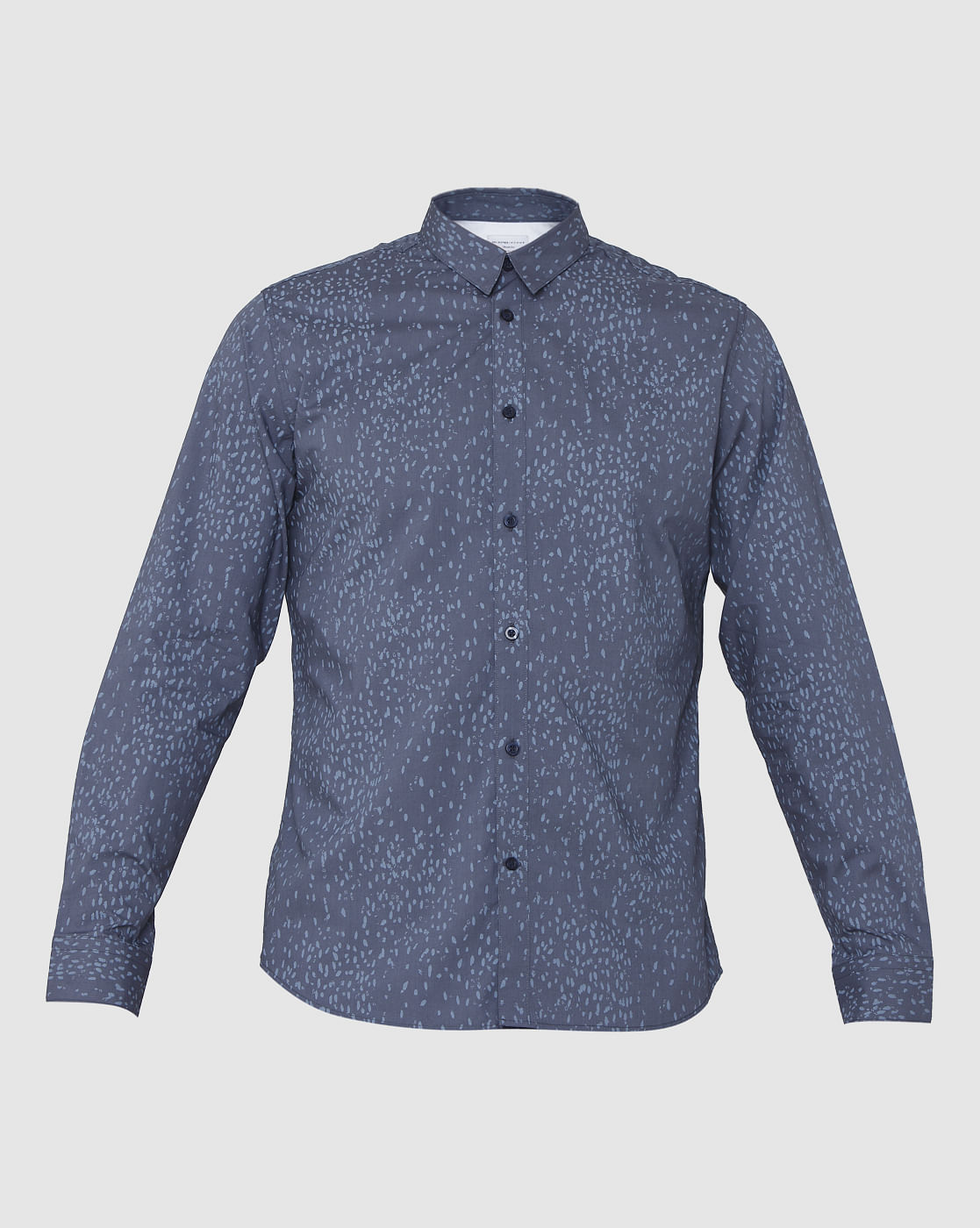 Blue Printed Full Sleeves Shirt