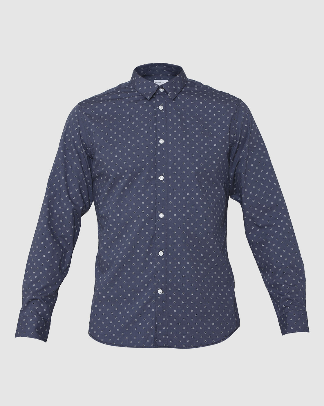 Blue Printed Full Sleeves Shirt