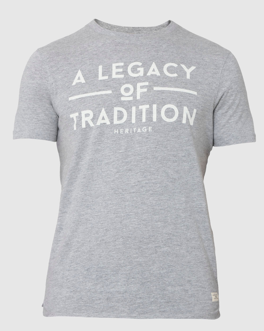 Grey Printed Crew Neck T-Shirt
