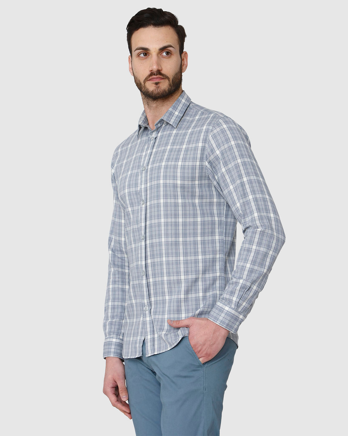 Blue Check Full Sleeves Shirt