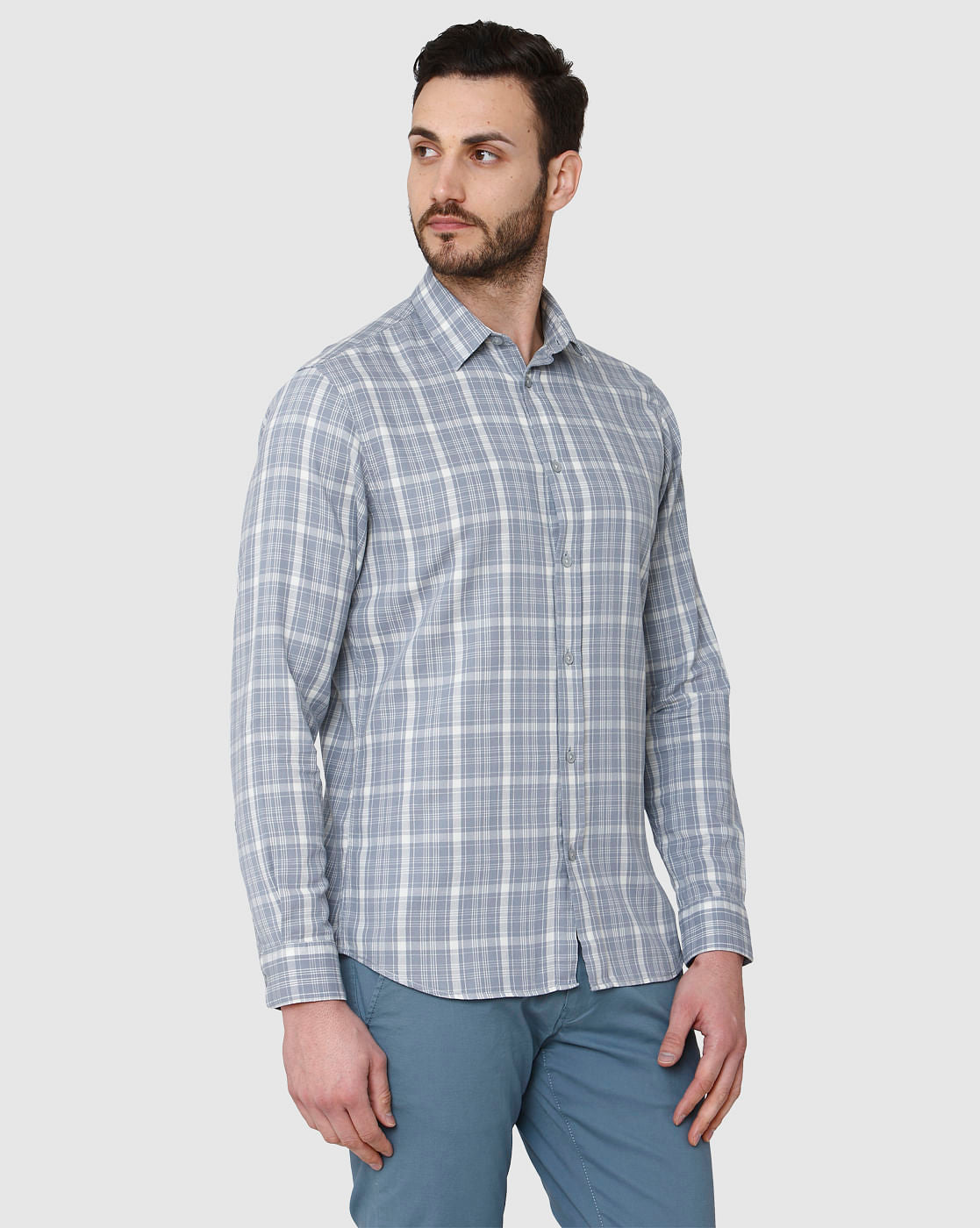 Blue Check Full Sleeves Shirt