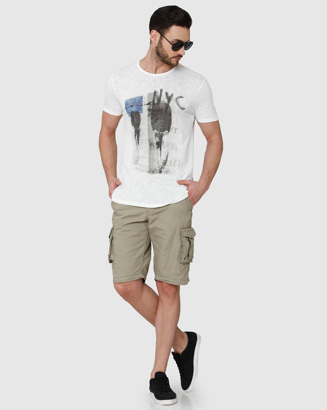White Printed Crew Neck T-Shirt