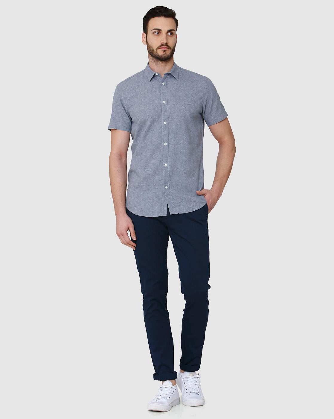 Blue Short Sleeves Shirt