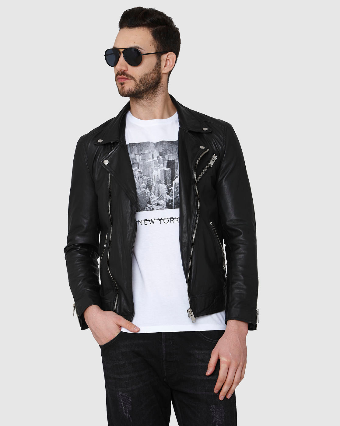 White Printed Crew Neck T-Shirt