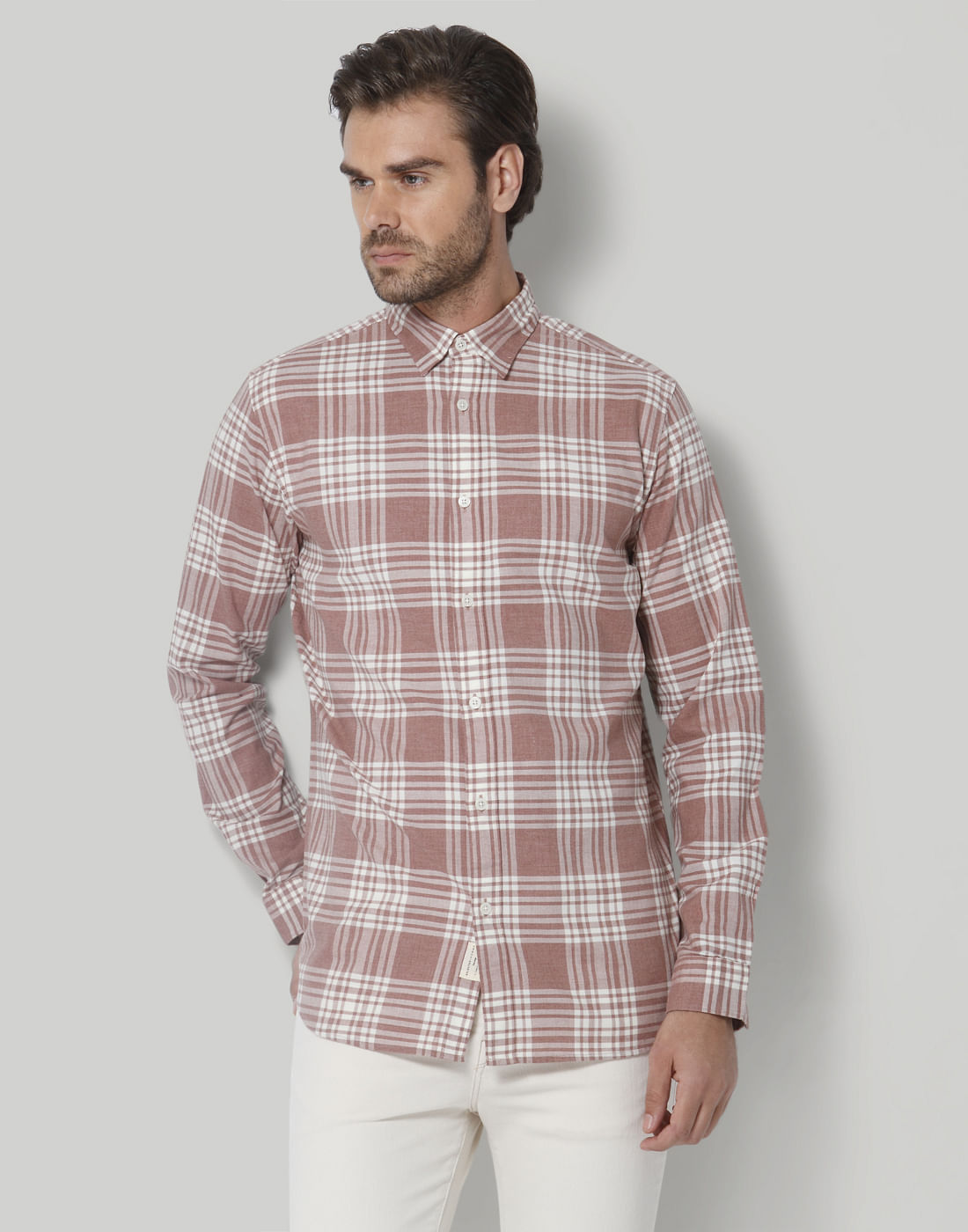 Brown Check Full Sleeves Shirt