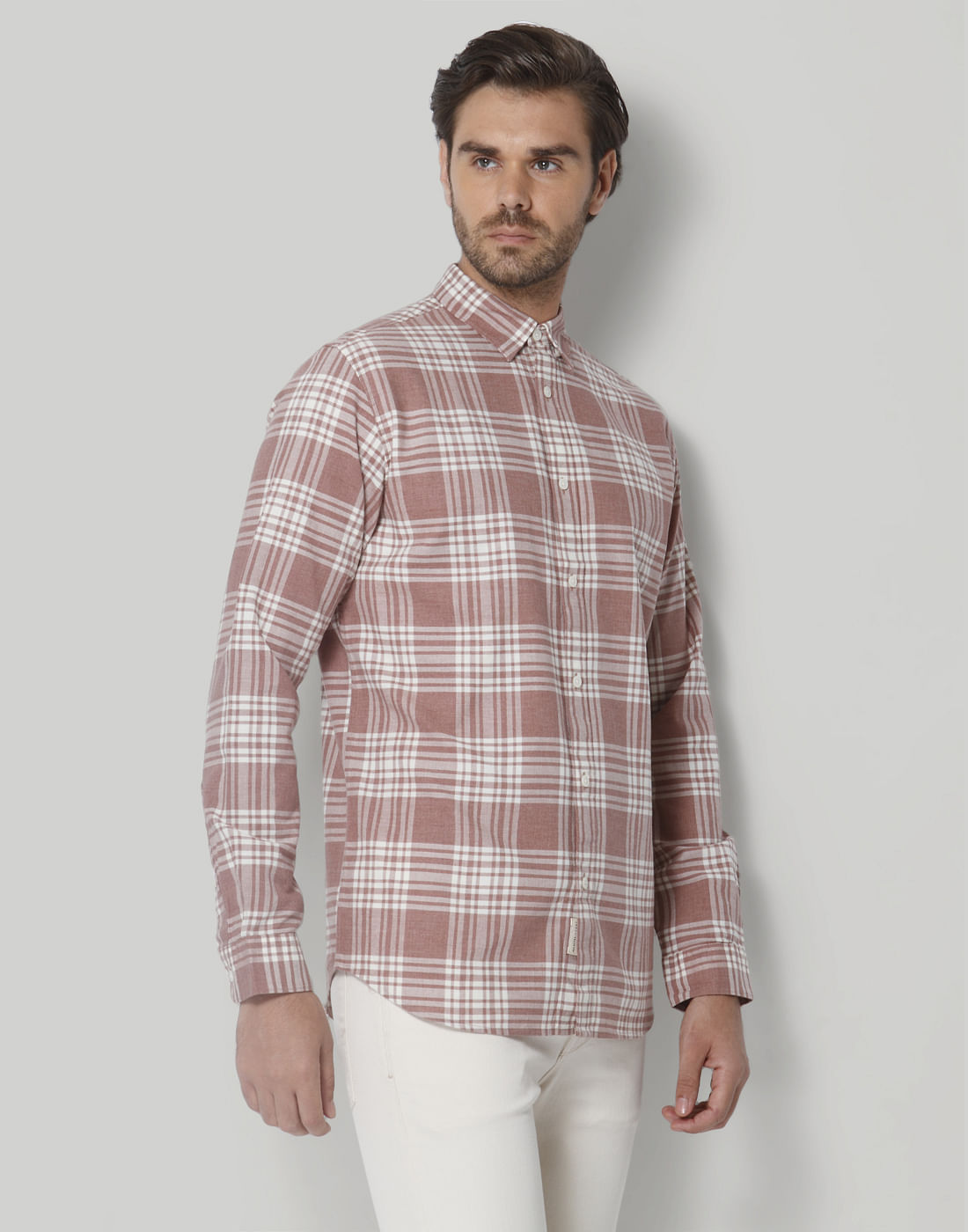 Brown Check Full Sleeves Shirt