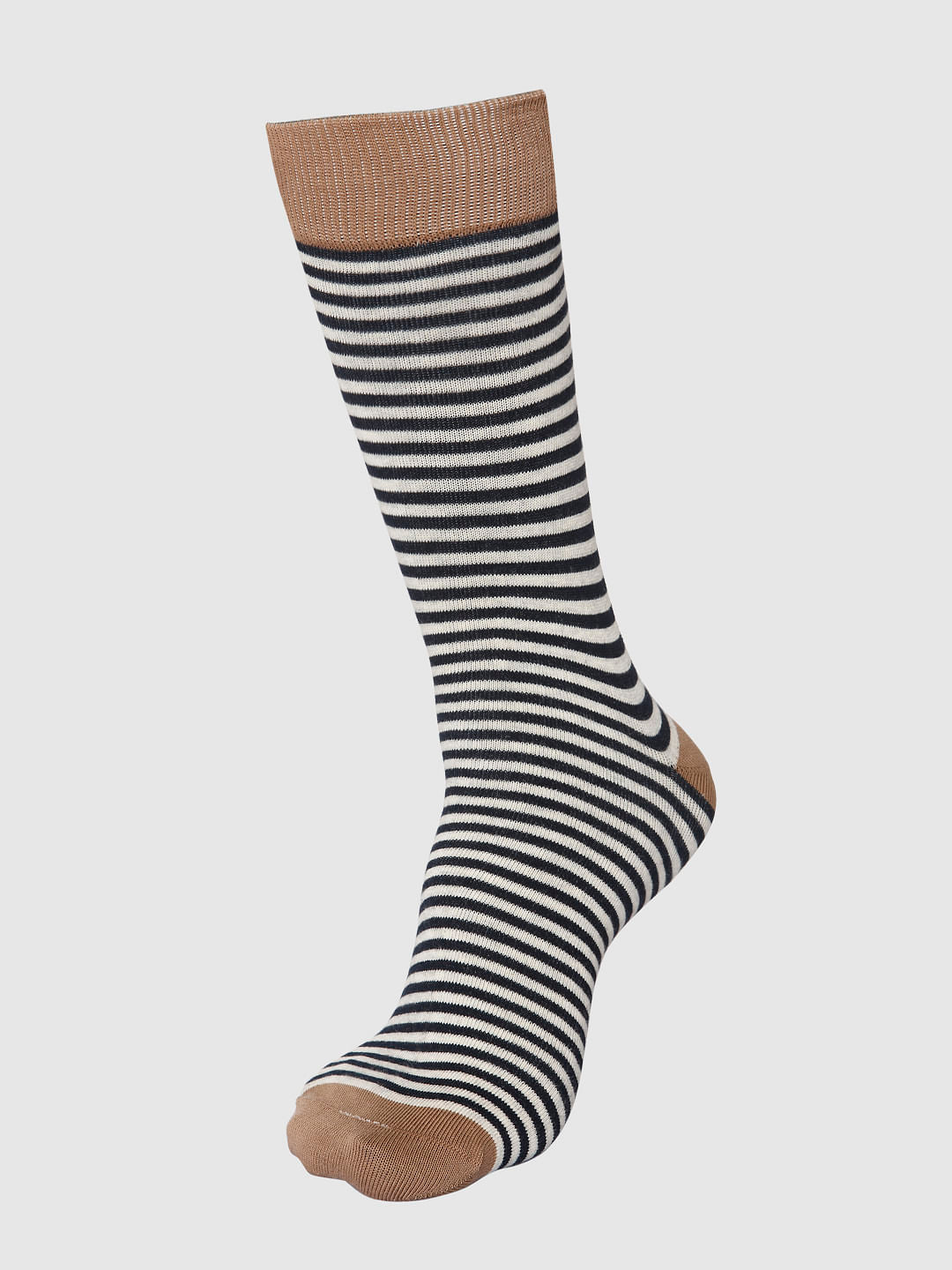 White Striped Mid Calf Length Socks