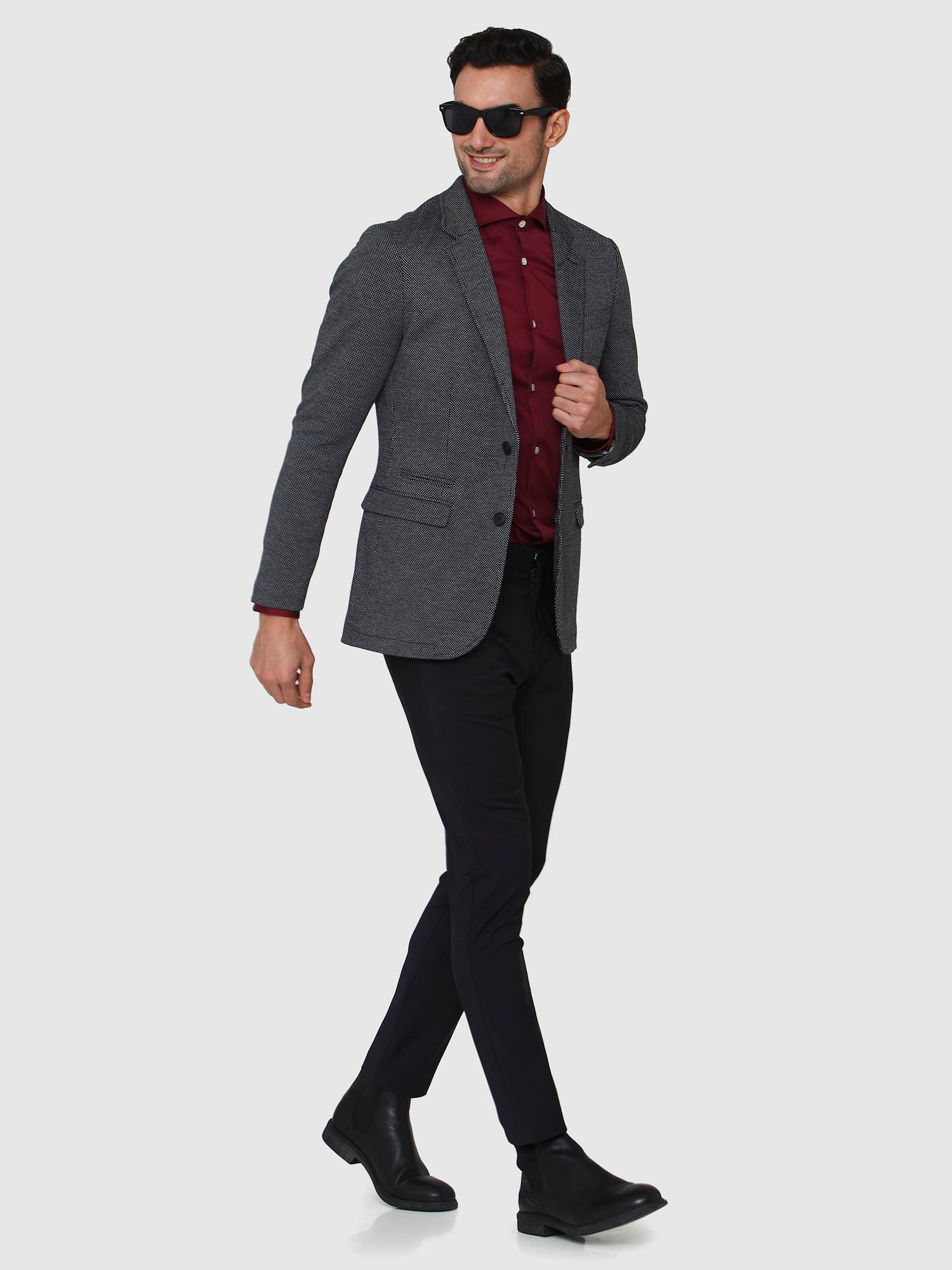 Black Textured Formal Blazer