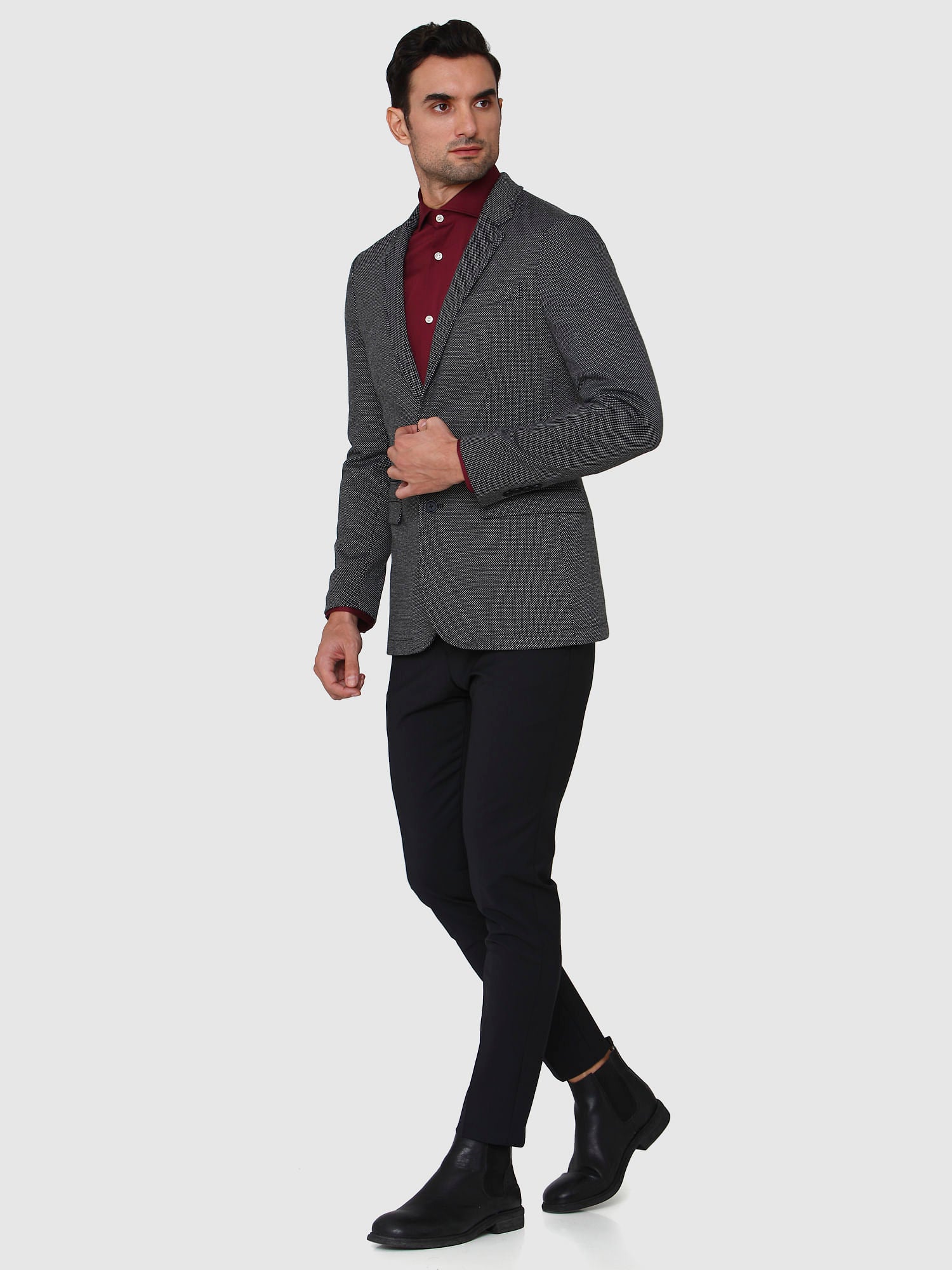 Black Textured Formal Blazer