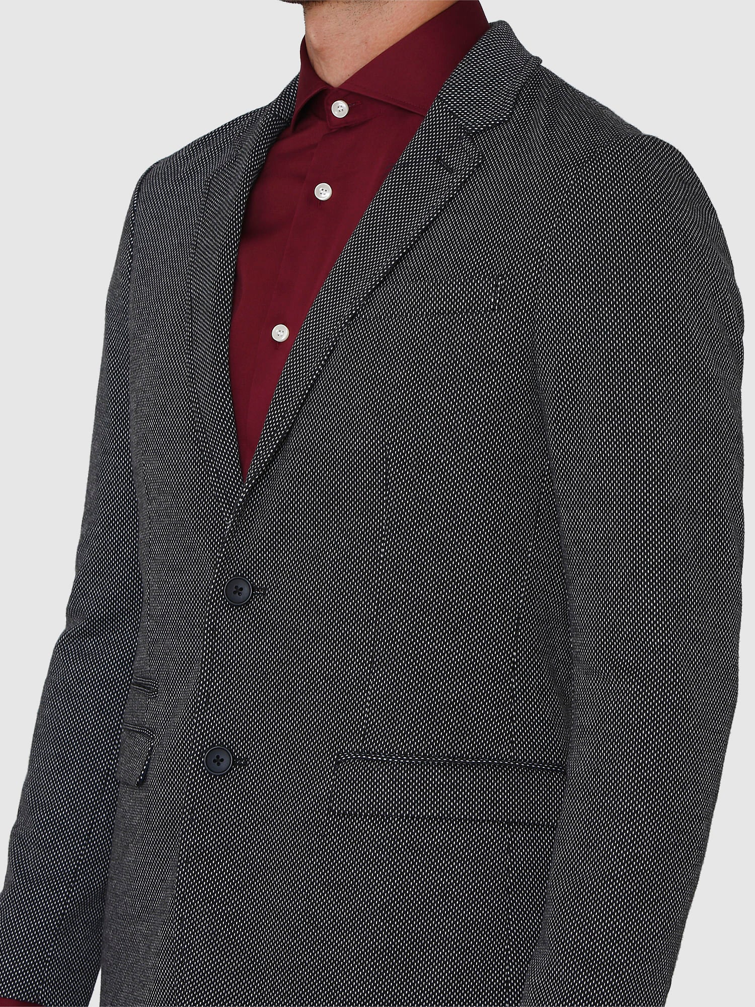 Black Textured Formal Blazer