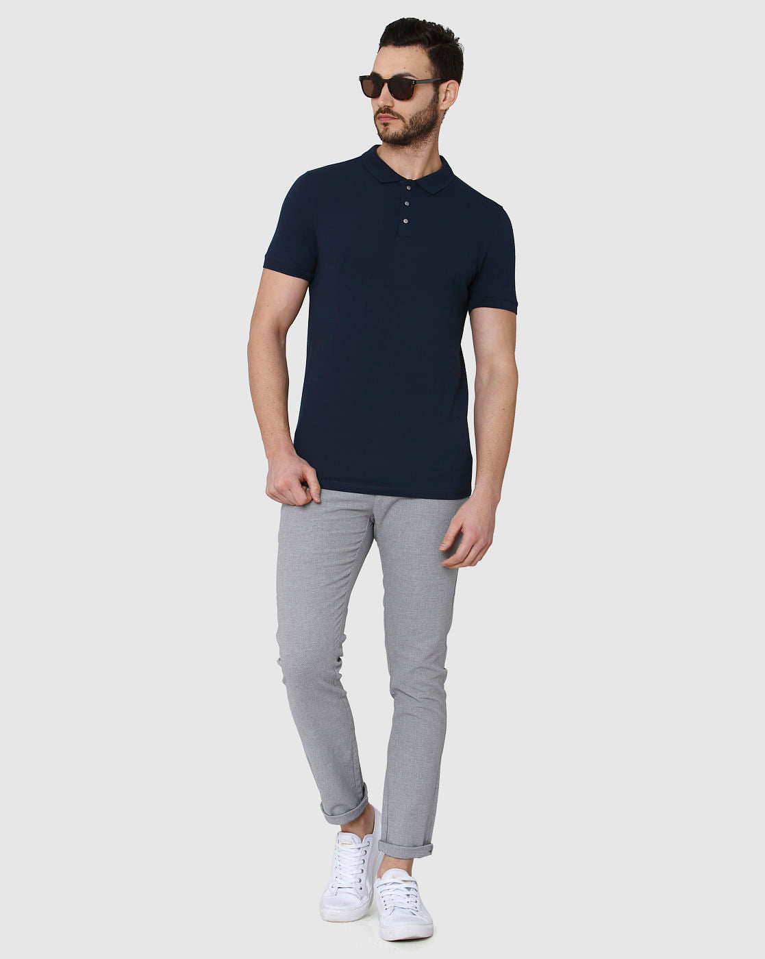 Blue Polo Neck T-Shirt