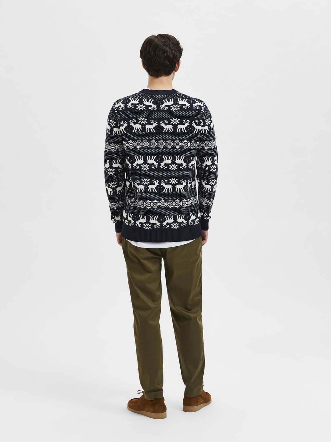 Navy Blue Xmas Print Pullover