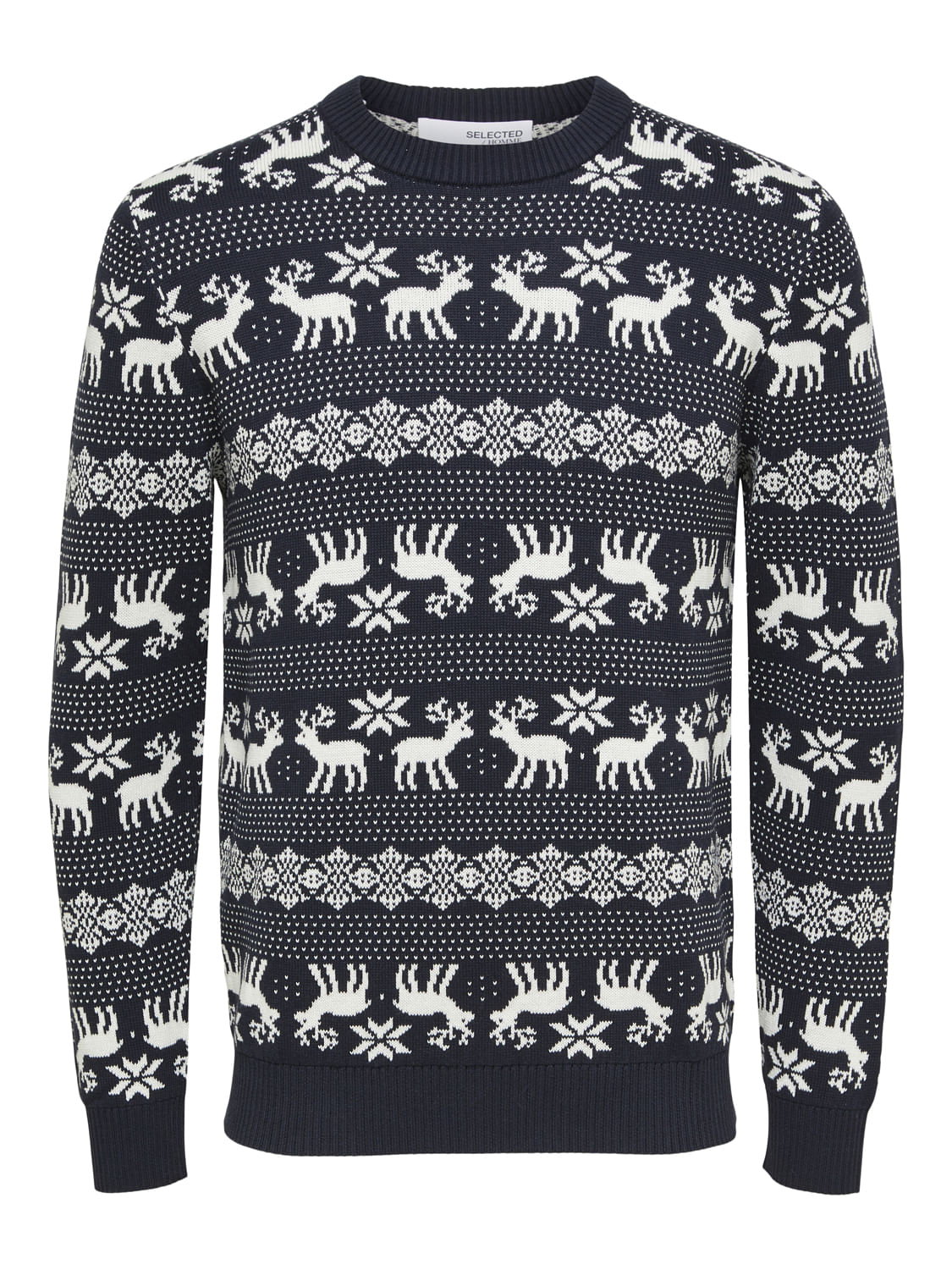 Navy Blue Xmas Print Pullover